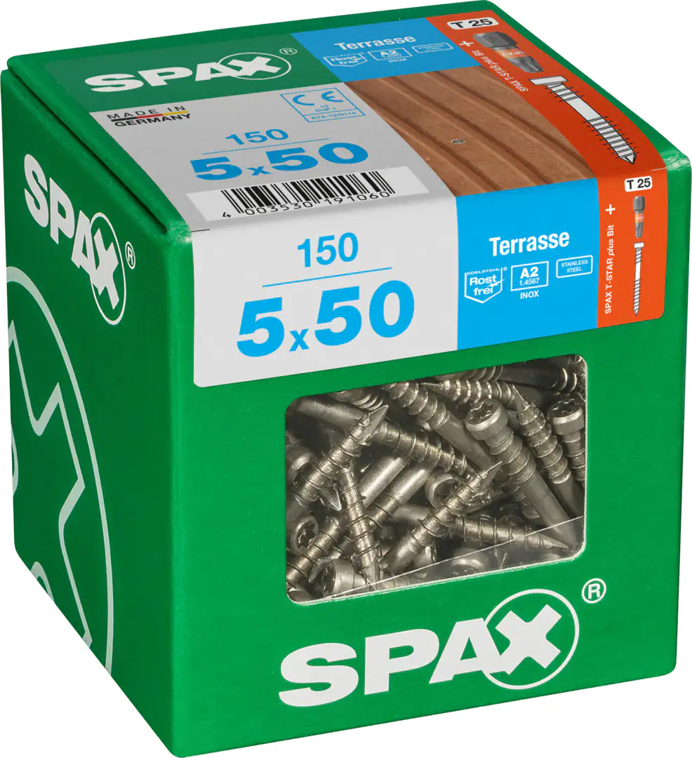 Spax Terrassenschrauben 5.0 x 50 mm TX 25 - 150 Stk.