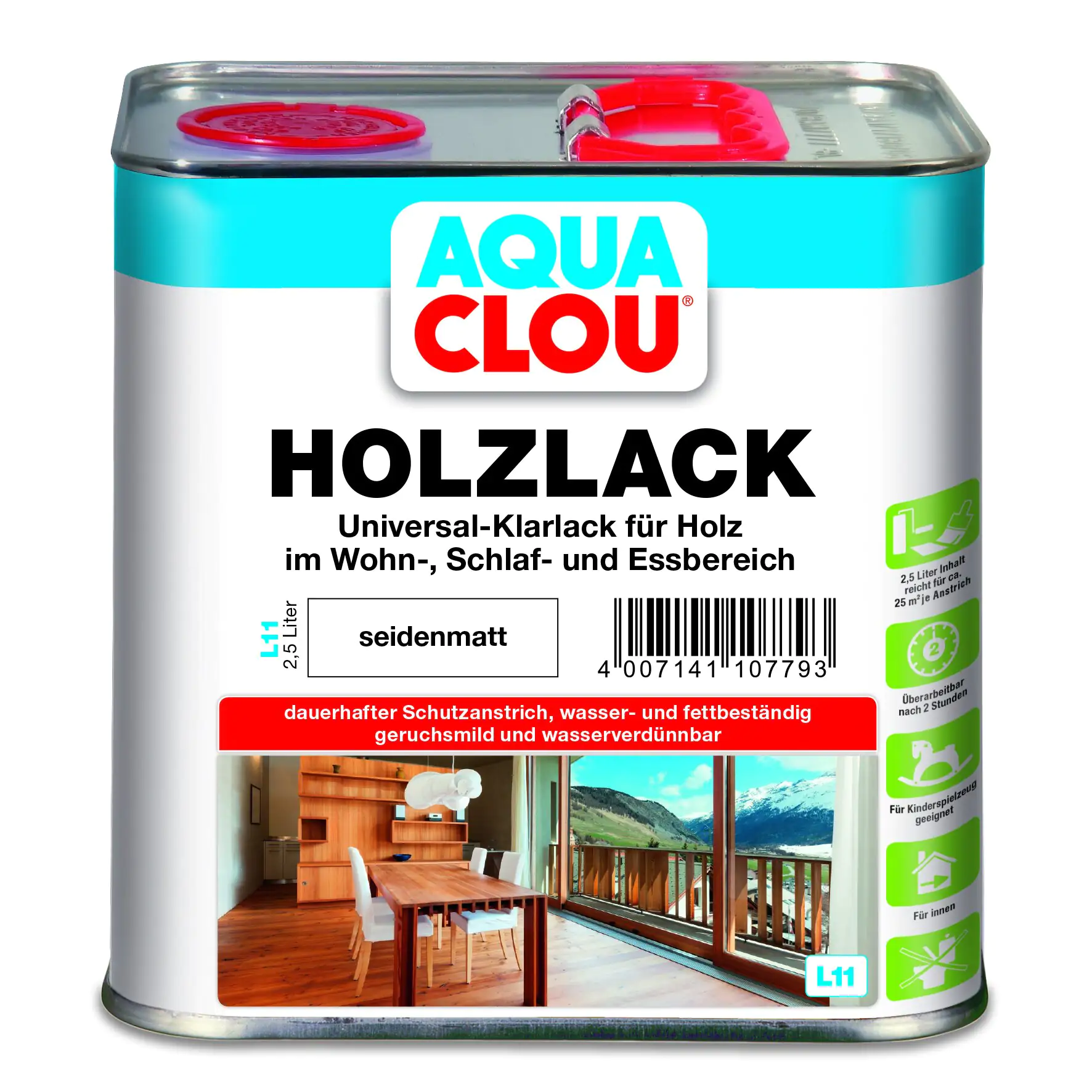 Aqua Clou Holzlack L11 2,5 L seidenmatt