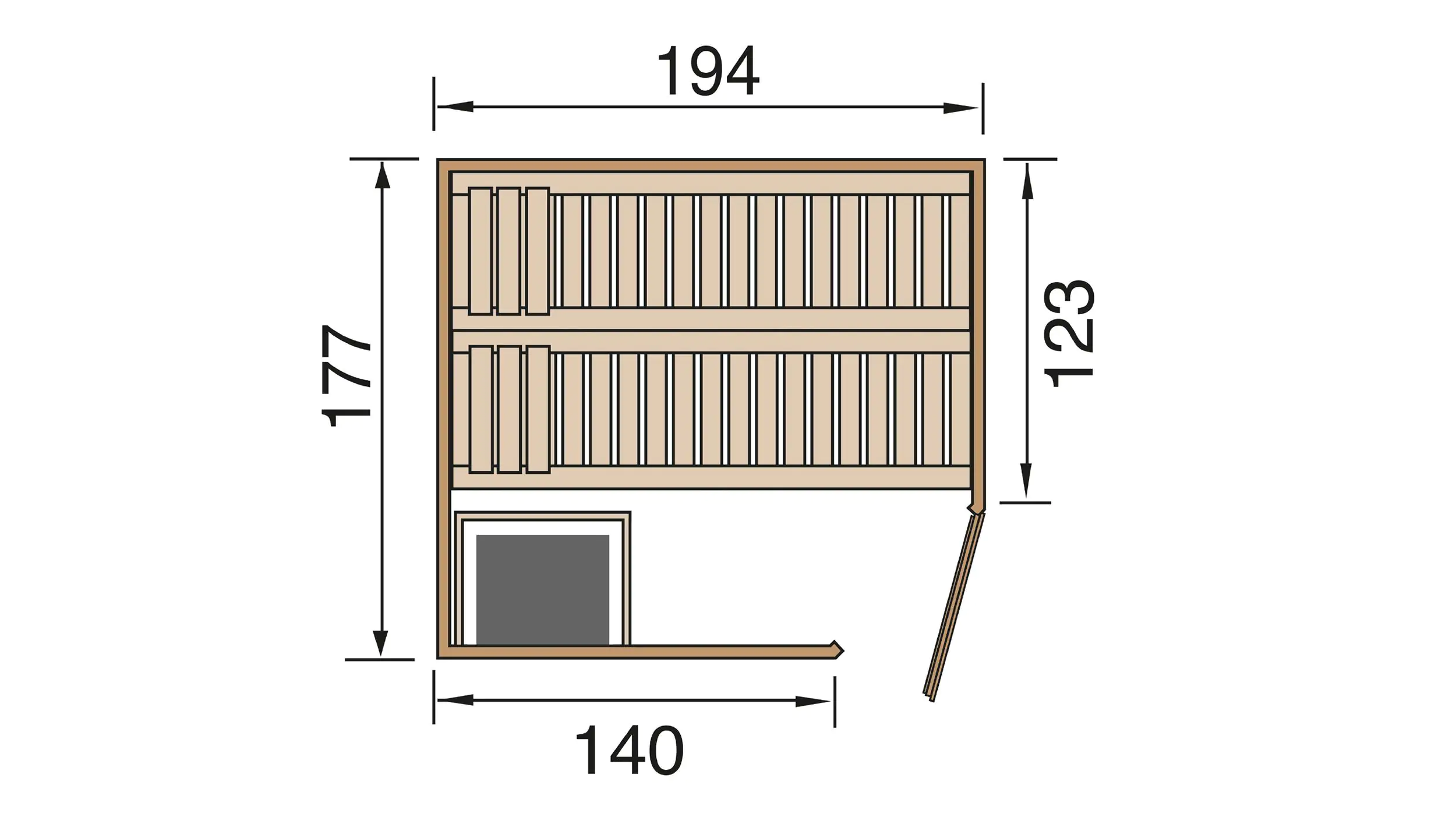 Weka Element-Sauna Kiruna 2 mit Glastür und BioS Saunaofen Weka Element-Sauna Kiruna 2 mit Glastür und BioS Saunaofen