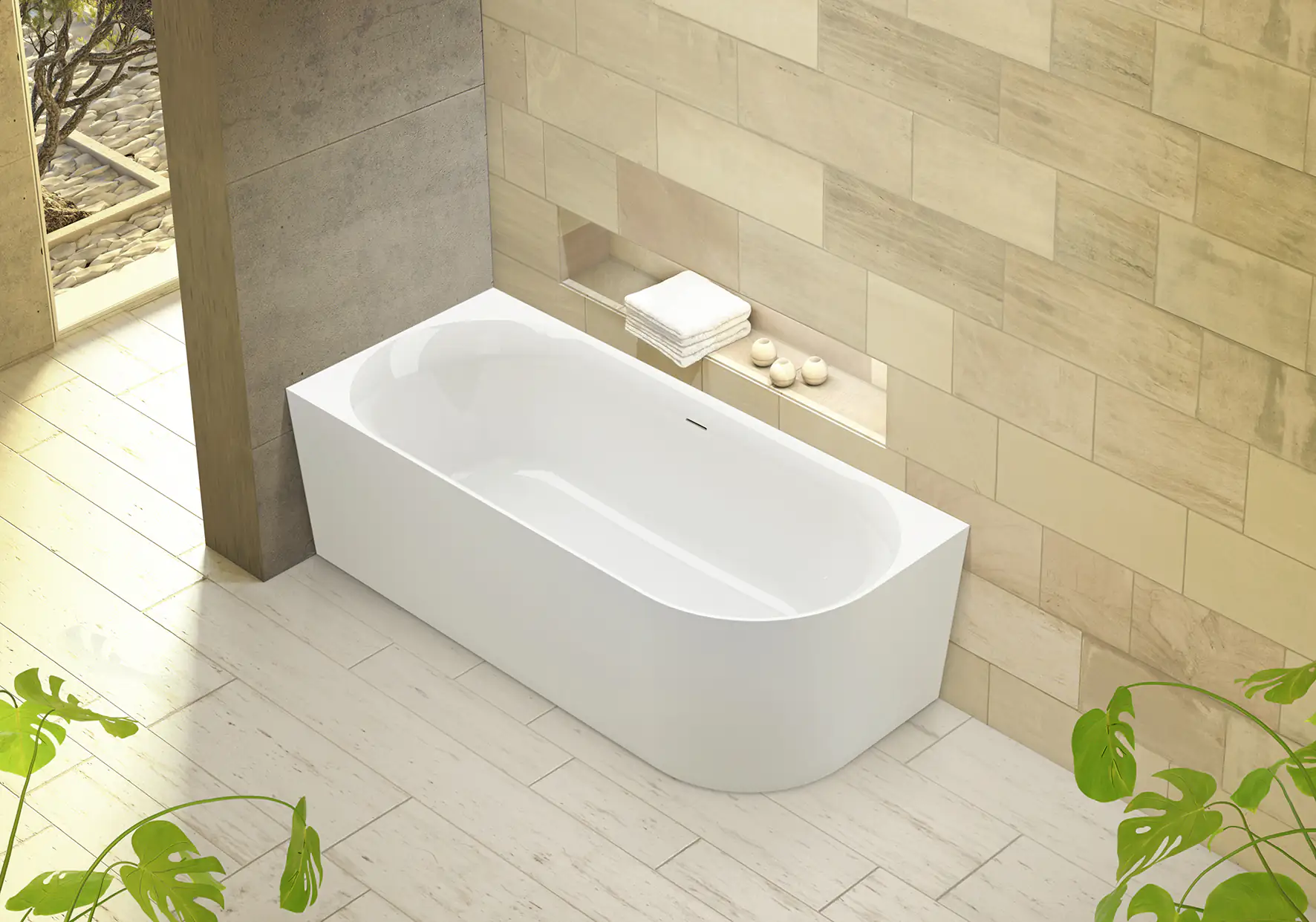 Ottofond Badewanne Mince Corner Weiß rechts 180 x 80 / 44 cm
