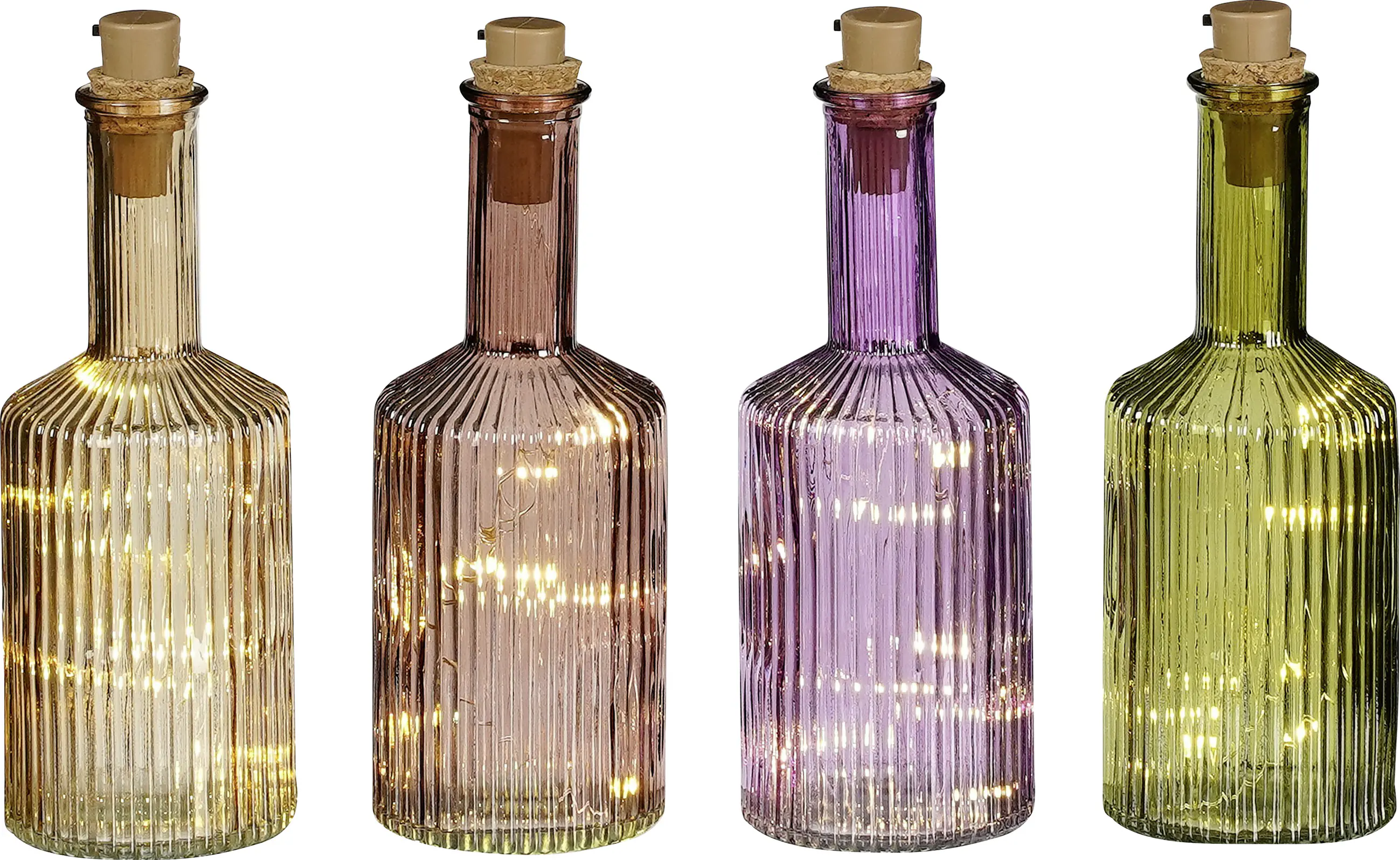 Mica Decorations Flasche Glas Ø 8 x 24 cm mit 10 Led in verschiedenen Farben