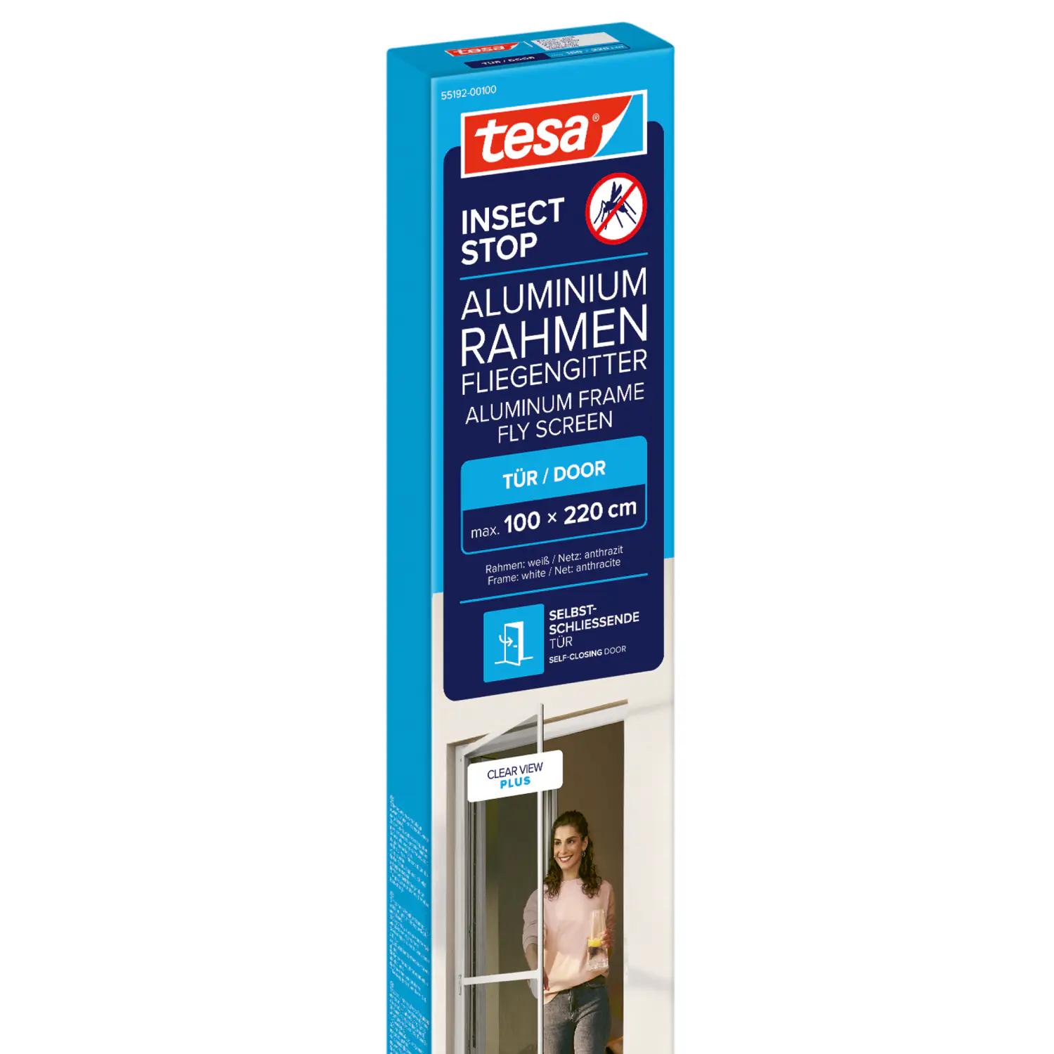 tesa Fliegengitter-Tür Comfort Alurahmen 100 x 220 cm weiß