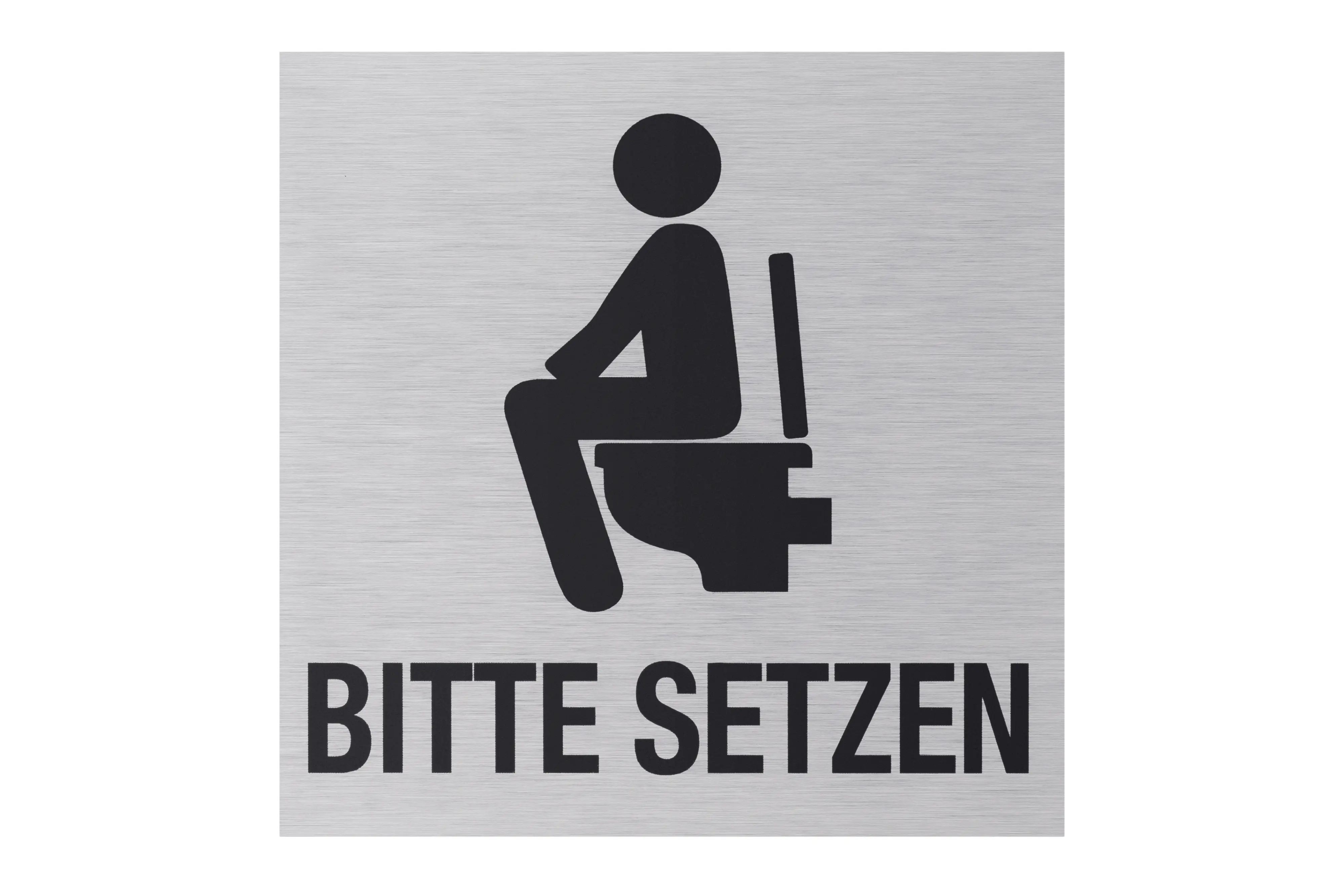 Conmetall Aufkleber Bitte setzen Aluminium 8 x 8 cm edelstahl-optik