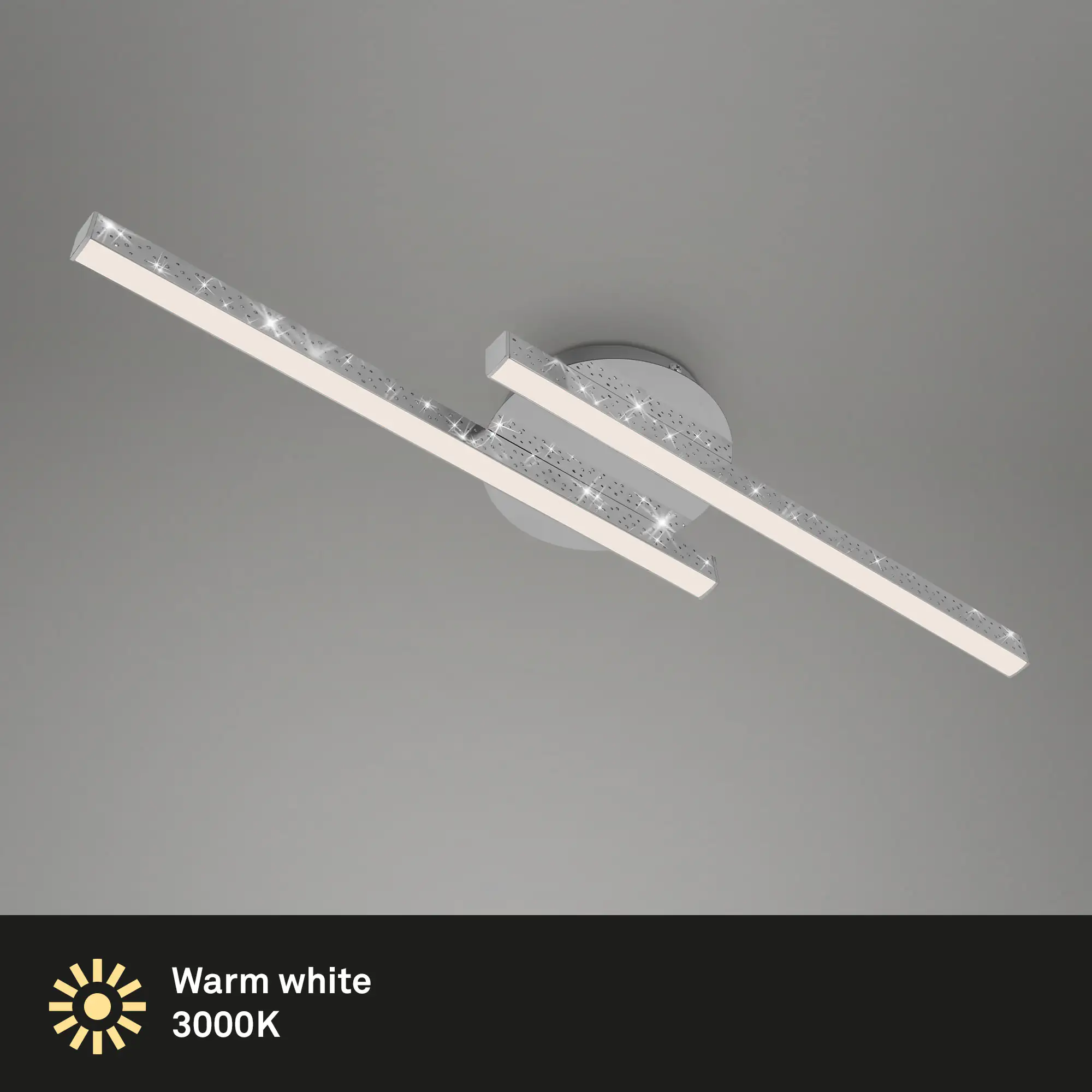 Di-Ka LED Wand- und Deckenleuchte Rey 60x14cm chrom Glitzereffekt Di-Ka LED Wand- und Deckenleuchte Rey 60x14cm chrom Glitzereffekt