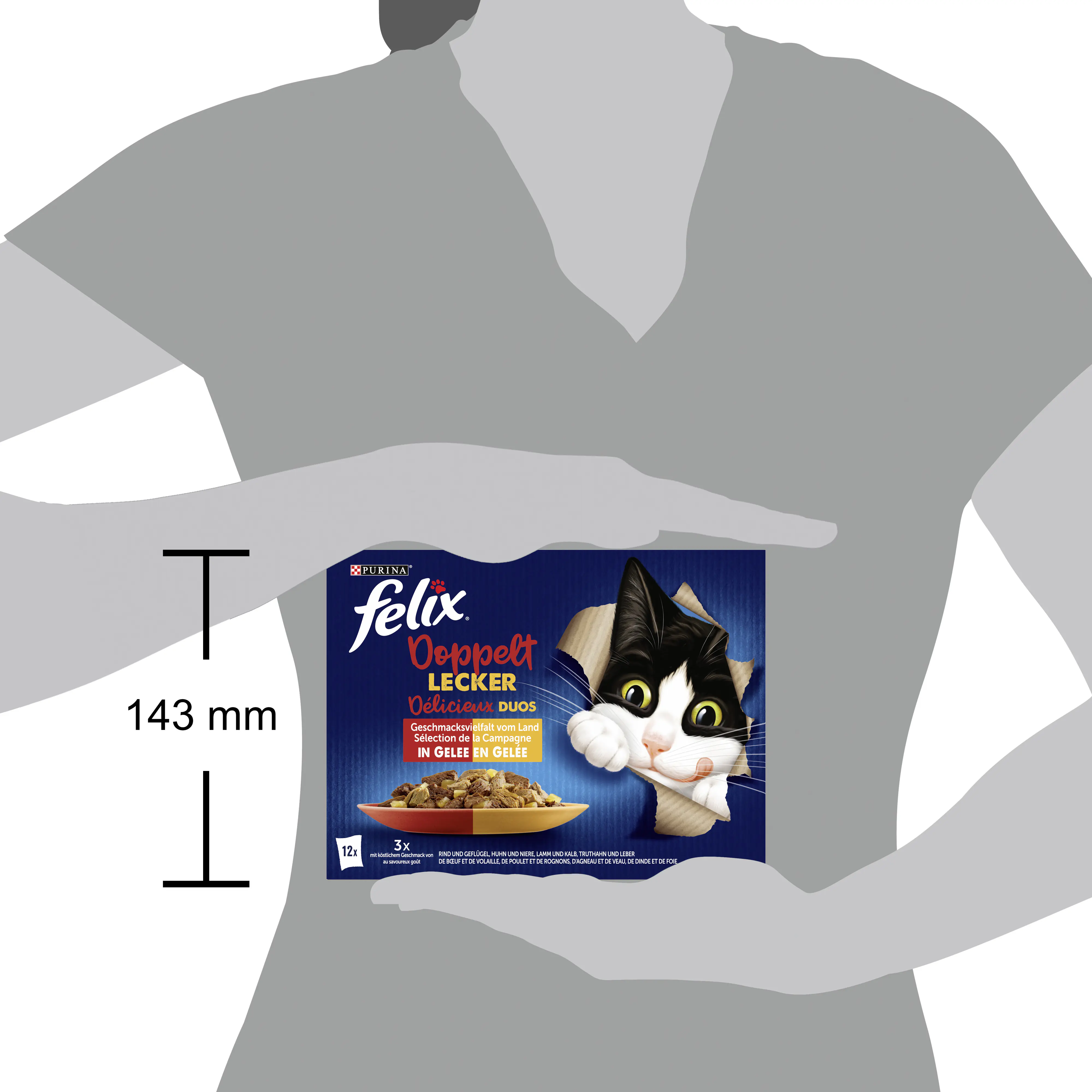 Felix Doppelt Lecker Geschmacksvielfalt vom Land Katzenfutter 12 x 85g