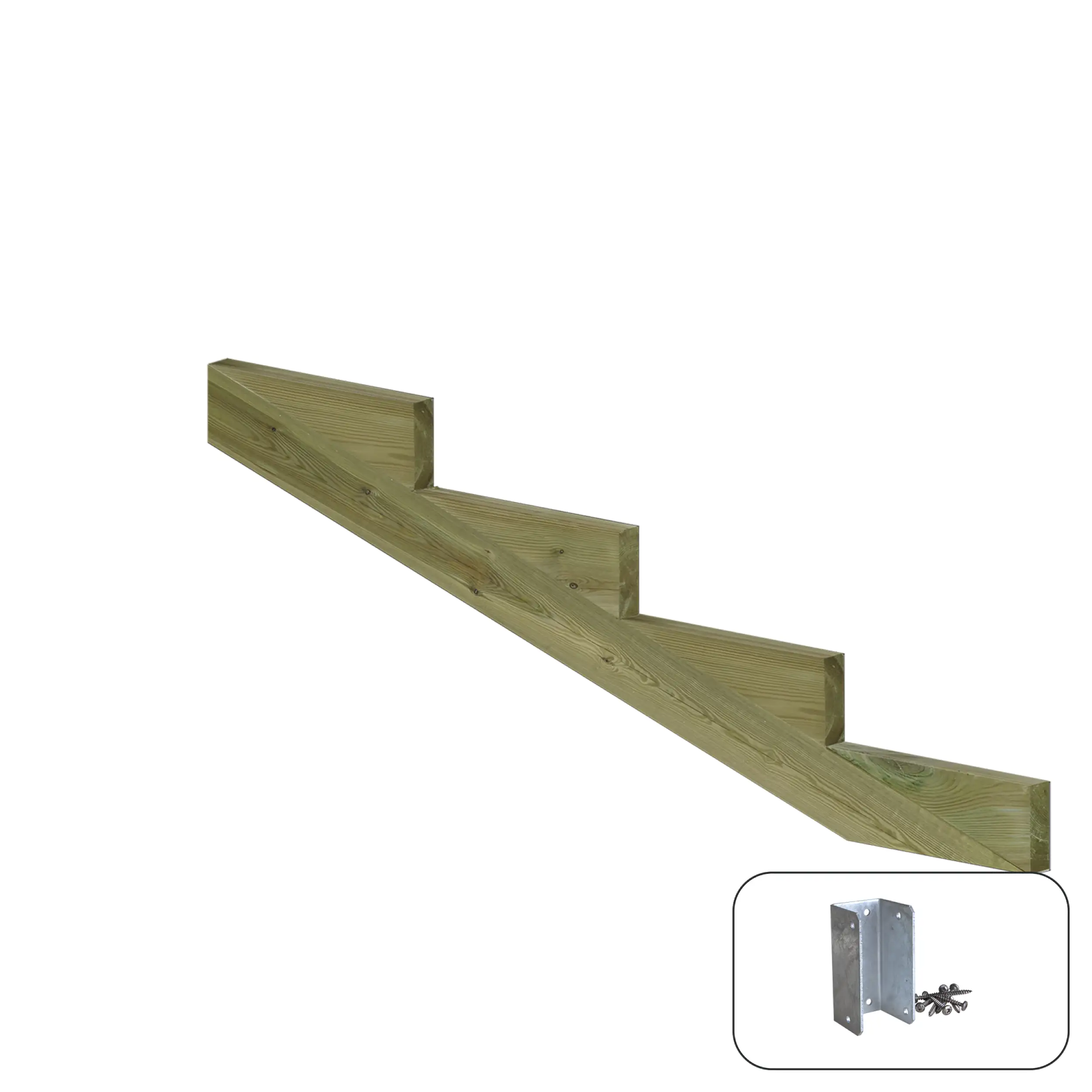 Plus Treppenwange Kiefer 13 cm Stufenhöhe mit Beschlag Plus Treppenwange Kiefer 13 cm Stufenhöhe mit Beschlag
