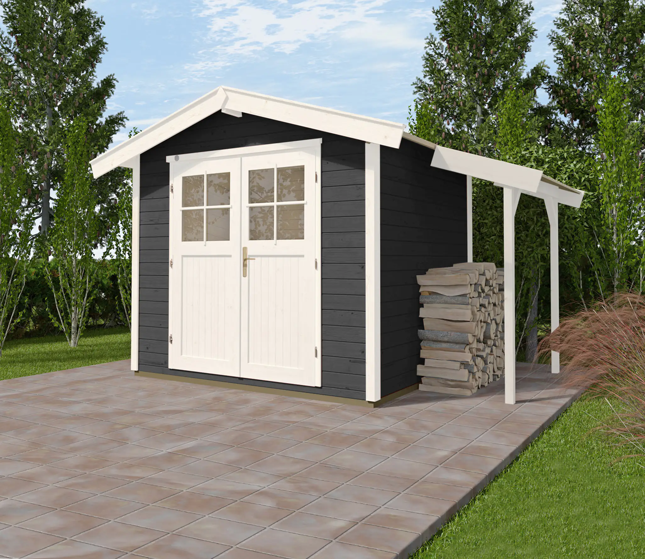 Weka Gartenhaus Zoey 296 x 205 cm anthrazit mit Fußboden kaufen
