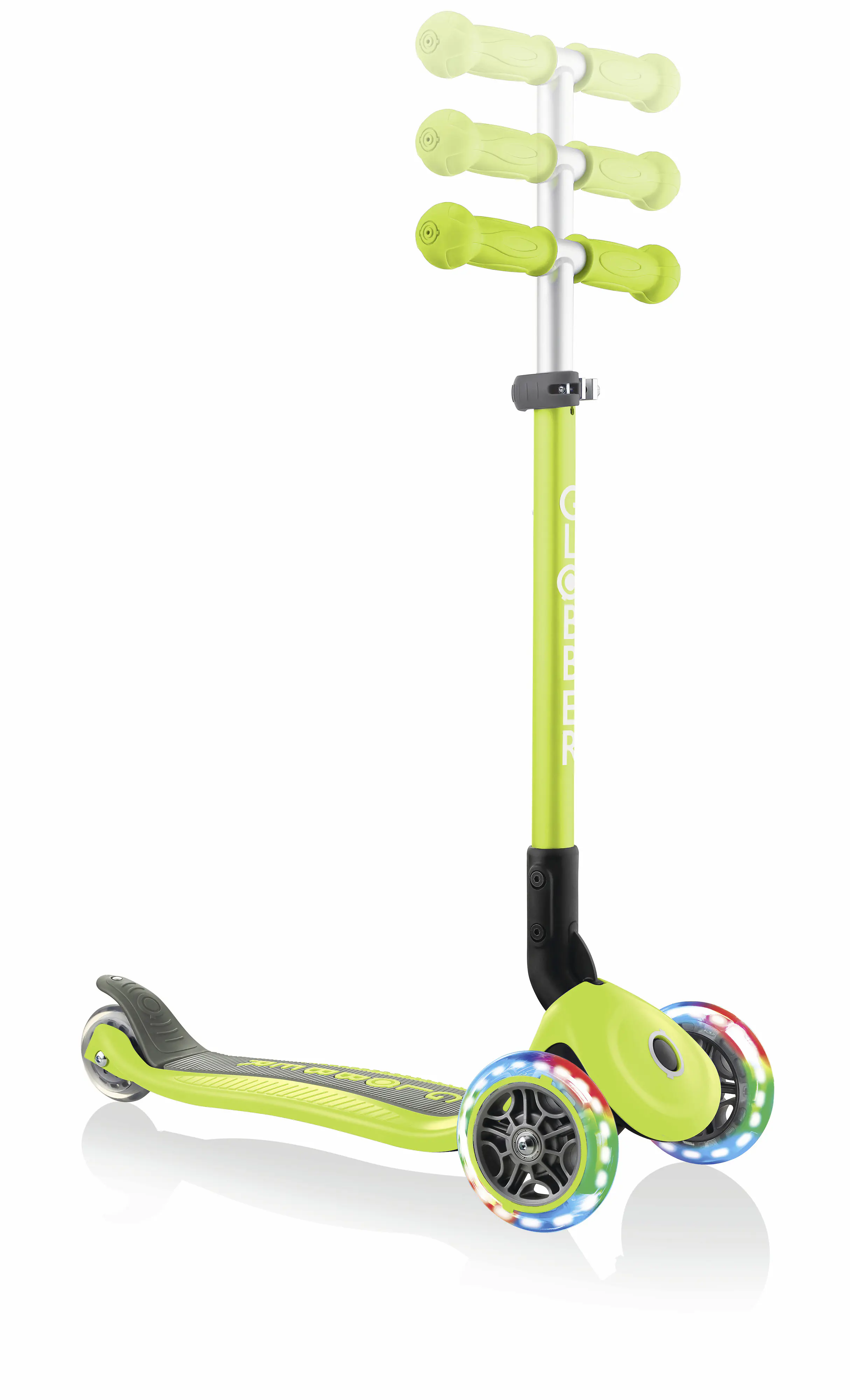 Globber Scooter Primo Foldable lime grün mit Leuchtrollen