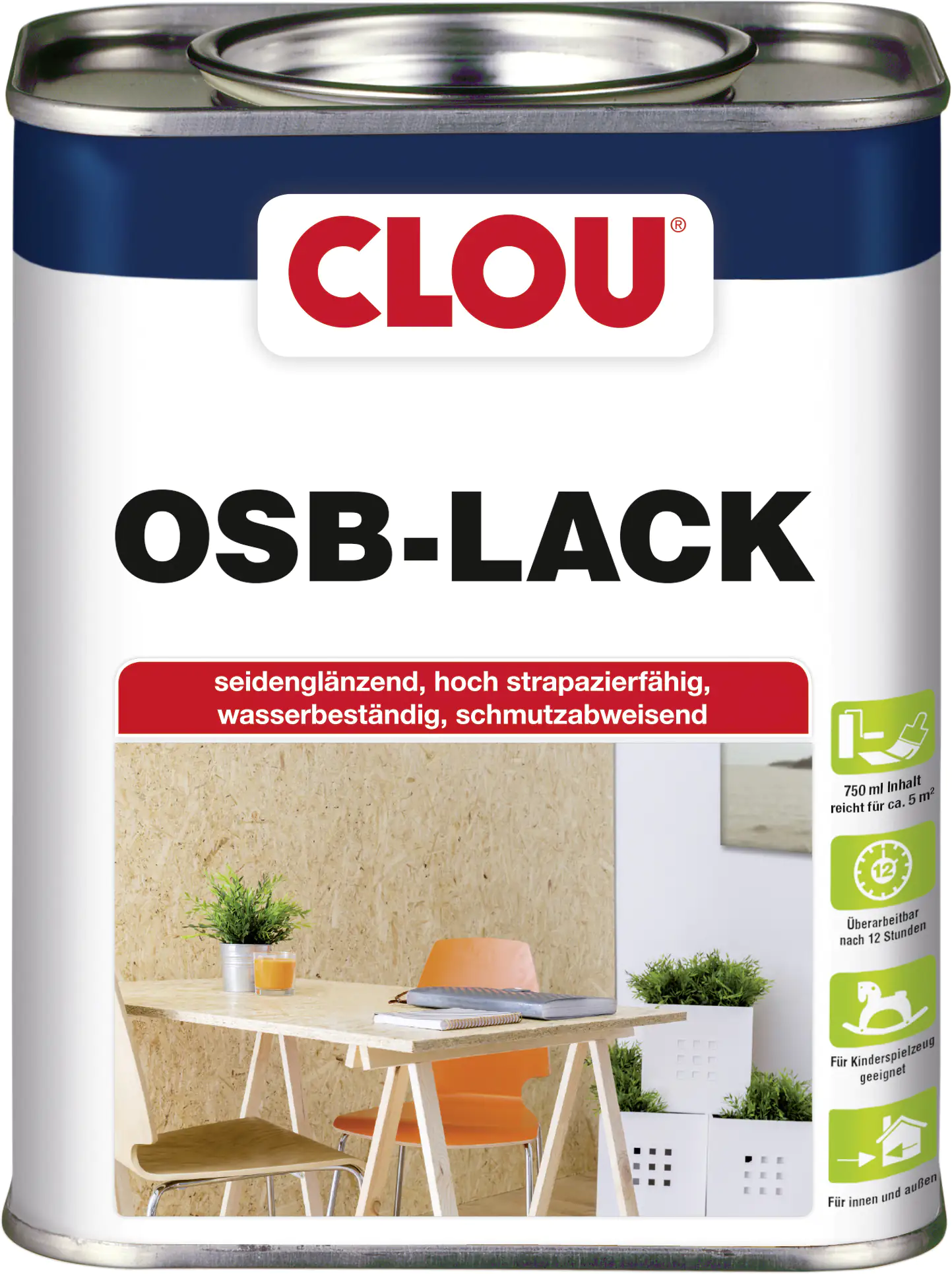 Clou OSB Lack 750 ml seidenglänzend Clou OSB Lack 750 ml seidenglänzend