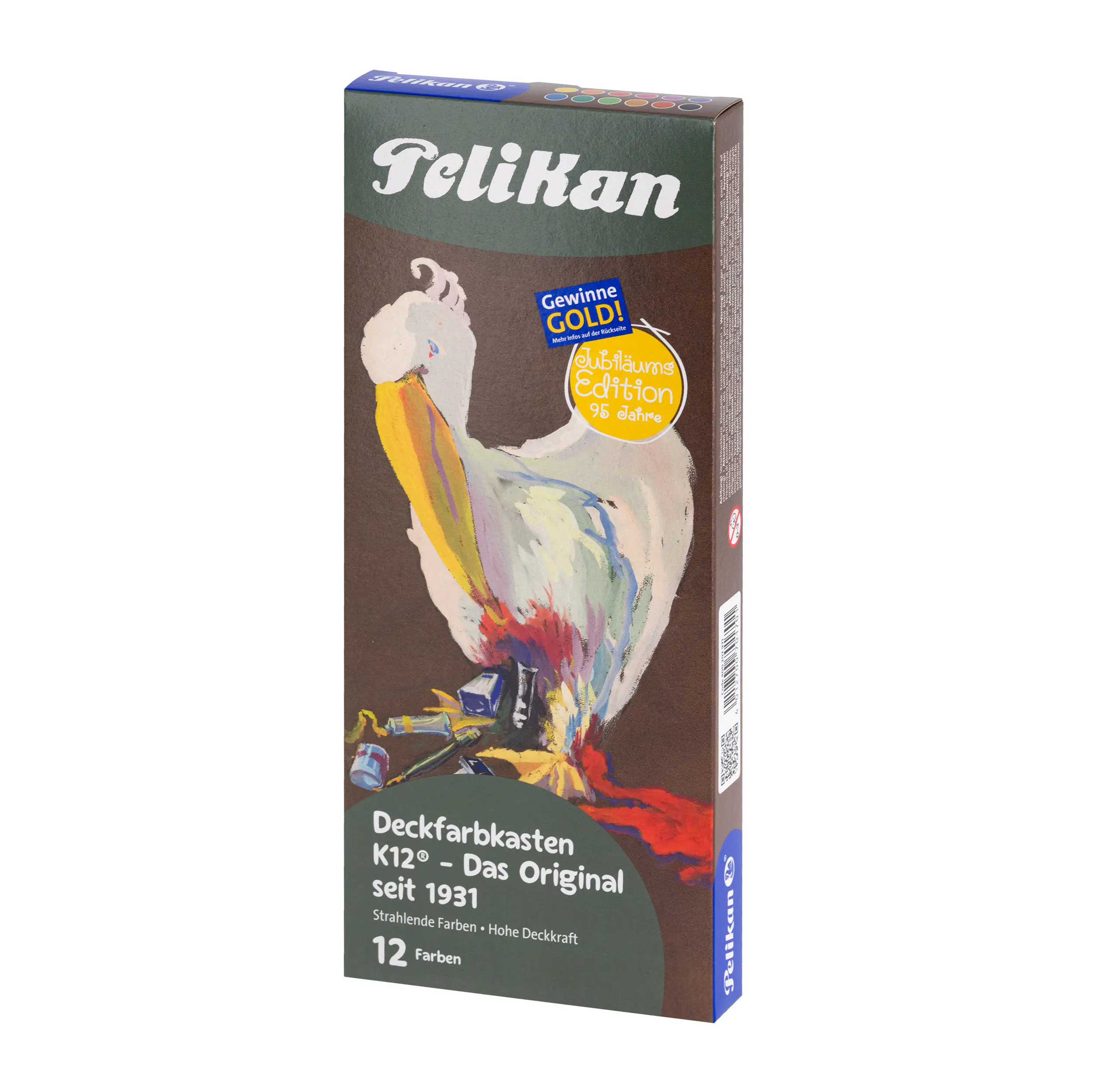 Pelikan Deckfarbkasten K12 Retro‐Edition 12 Farben + 1 Weiß