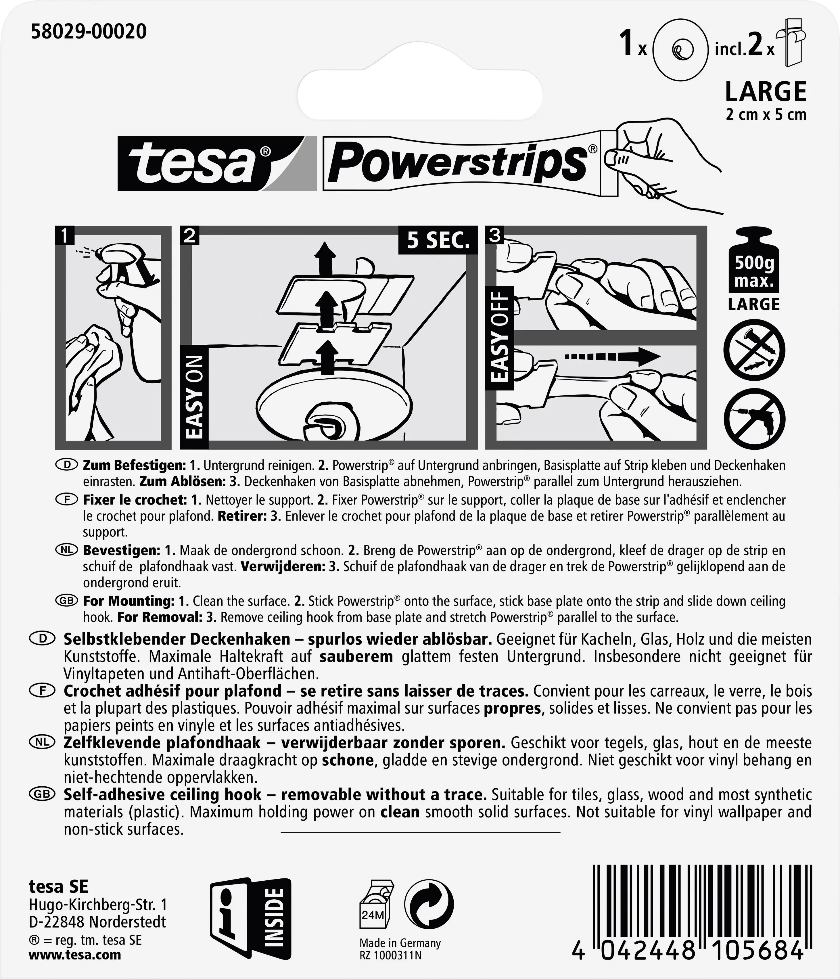 tesa Powerstrips Deckenhaken weiß