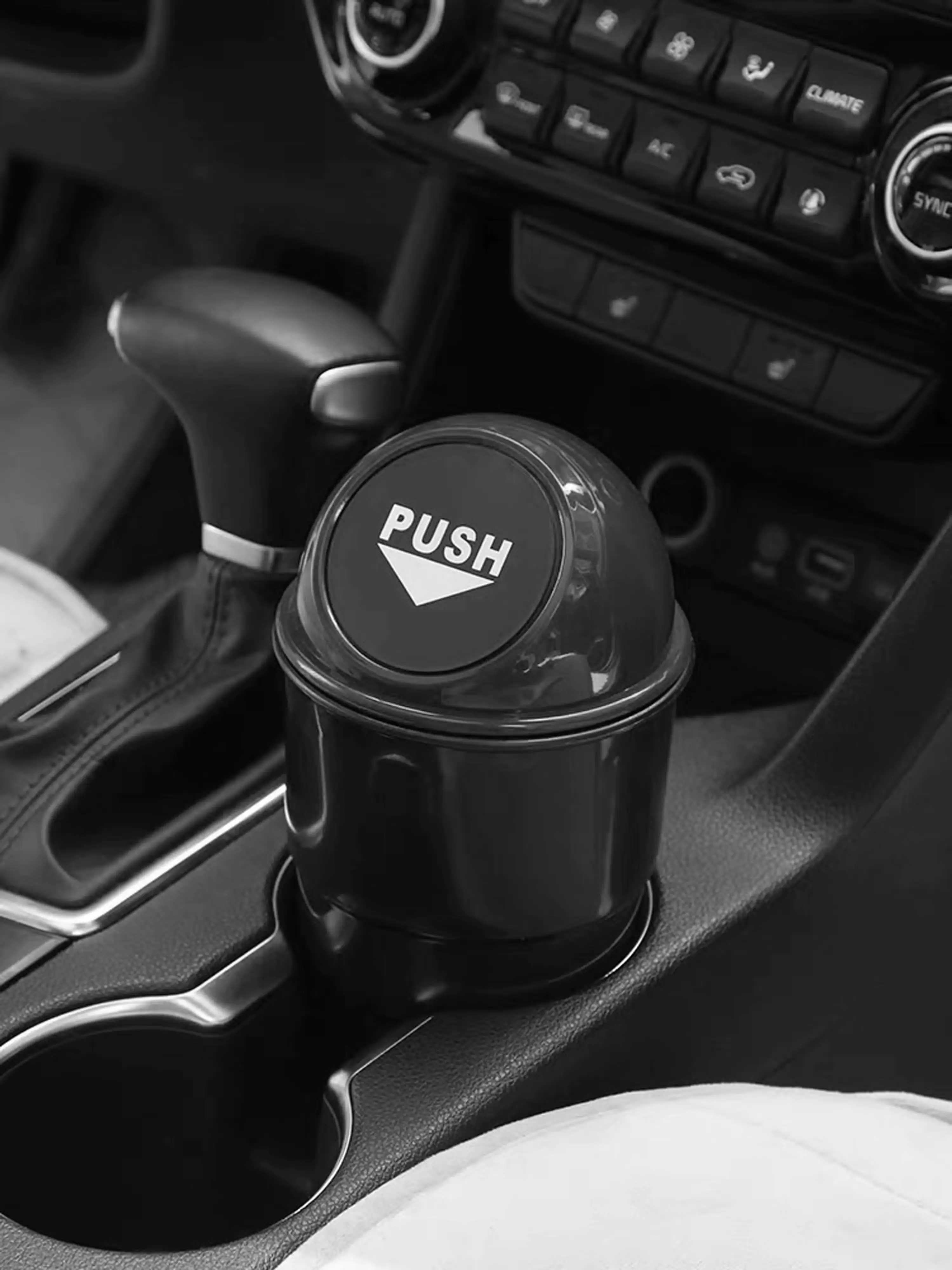 TrendLine KFZ-Mülleimer mit Deckel 10x10x20cm schwarz