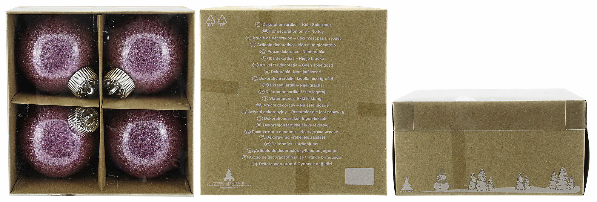 Weihnachtskugeln aus Kunststoff Ø 8 cm rosa 4 Stück