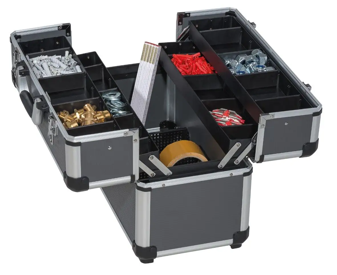 TrendLine Werkzeugkoffer Aluminium Optik unbestückt 45 x 22,5 x 30 cm