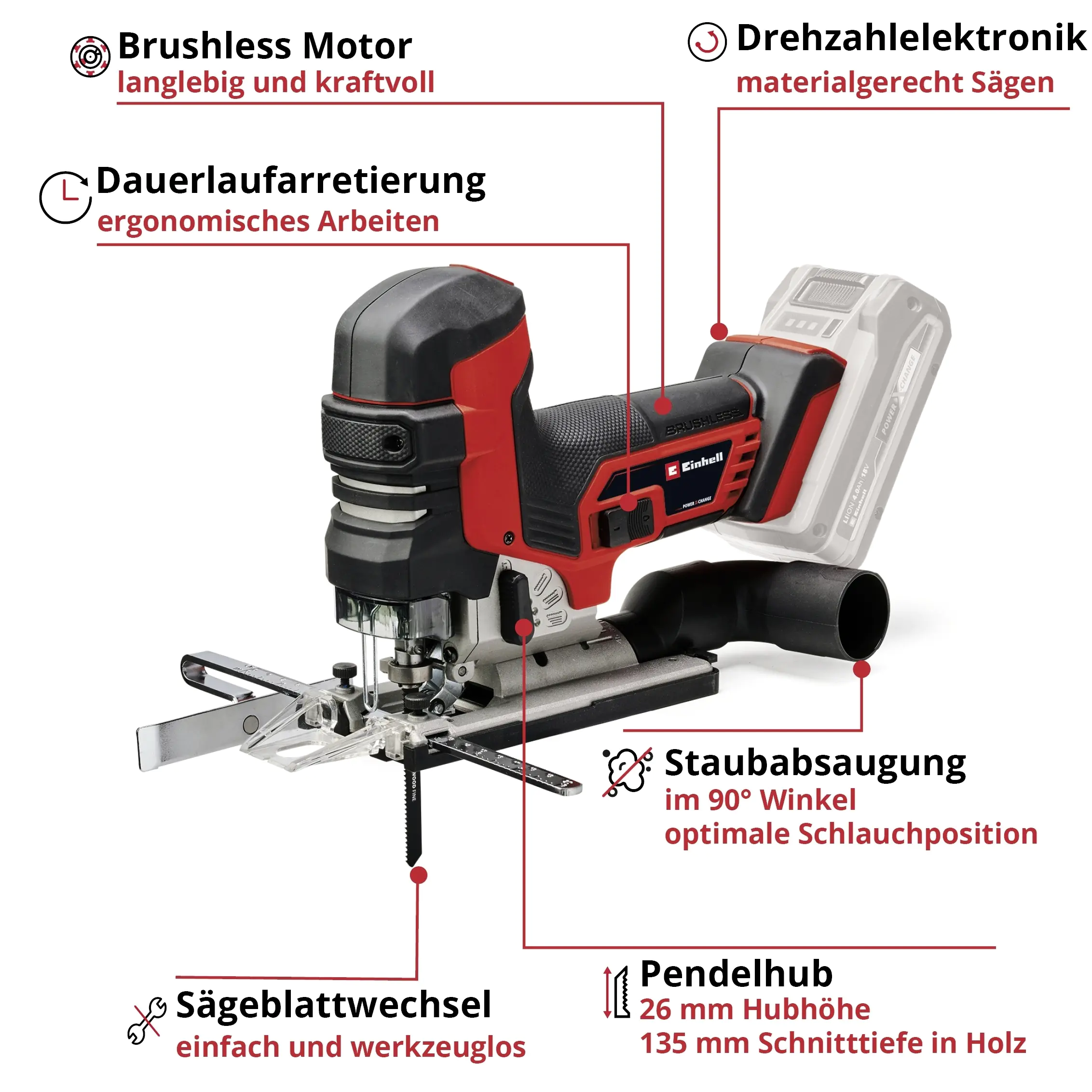 Einhell Professional Akku-Stichsäge TP-JST 18/135 Li BL Solo 18 V Einhell Professional Akku-Stichsäge TP-JST 18/135 Li BL Solo 18 V