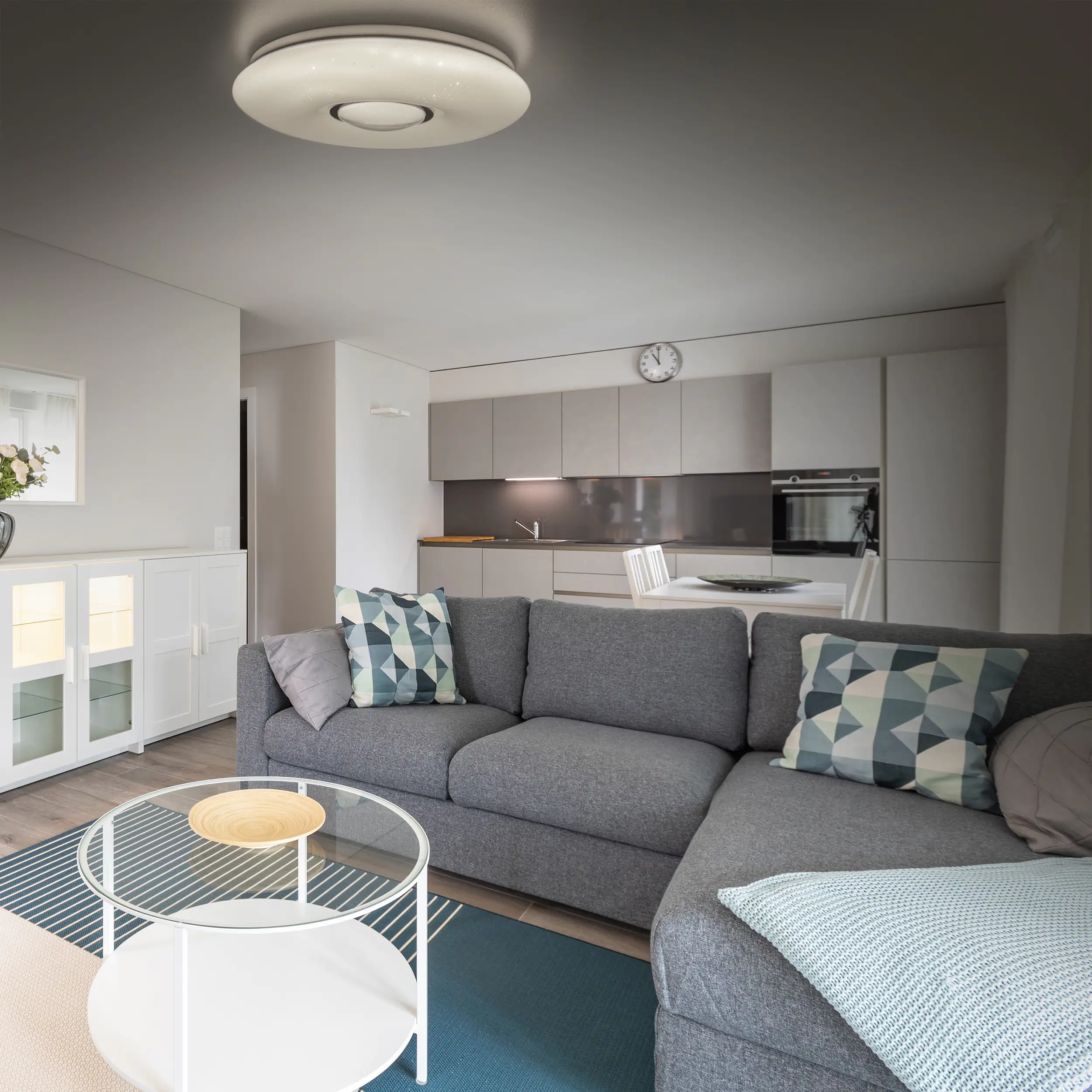 Näve LED Deckenleuchte mit Kristalleffekt Ø31 cm weiß superslim