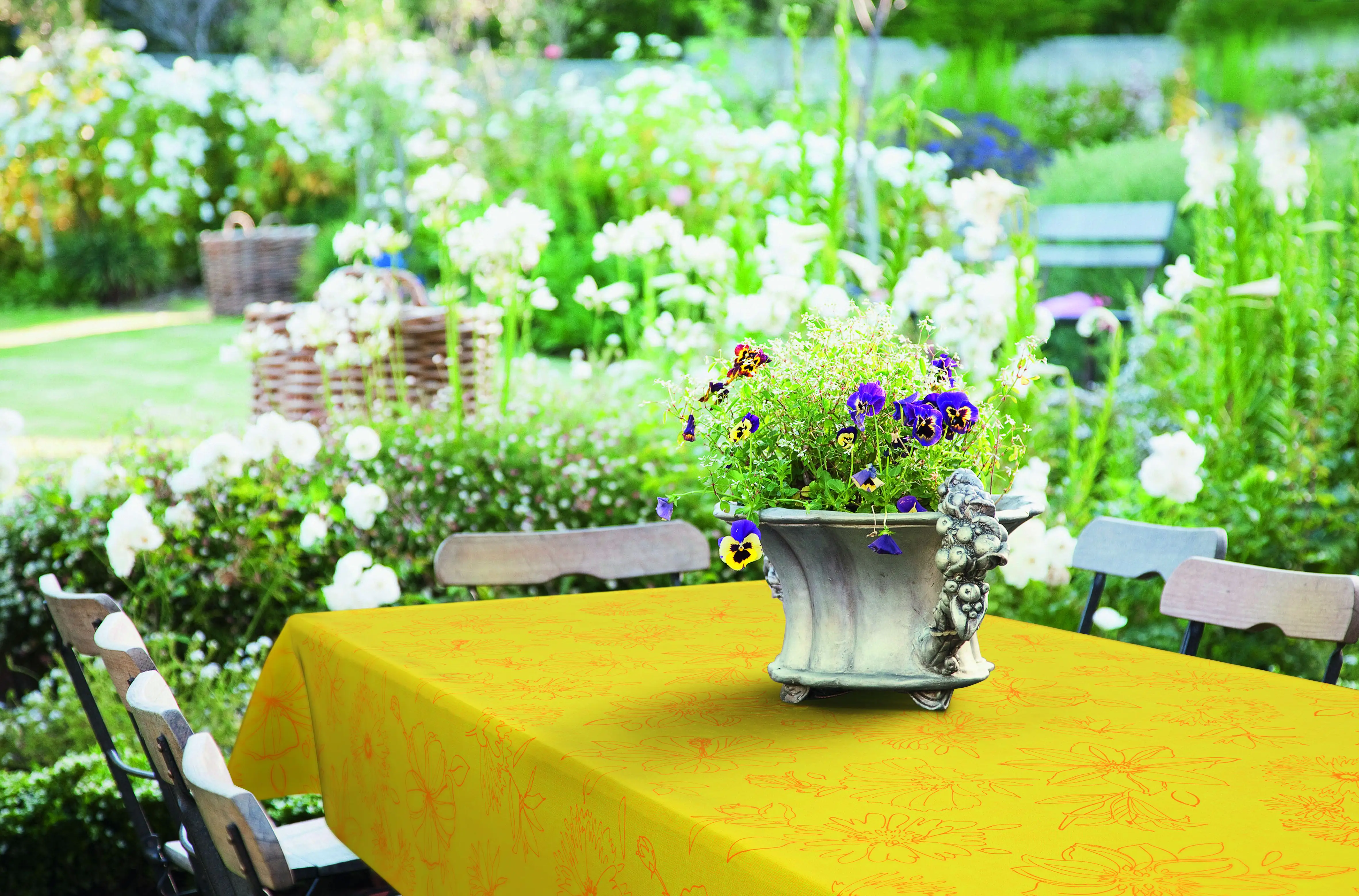 d-c-table® Tischdecke Manhattan Palmas 150 cm rund, gelb