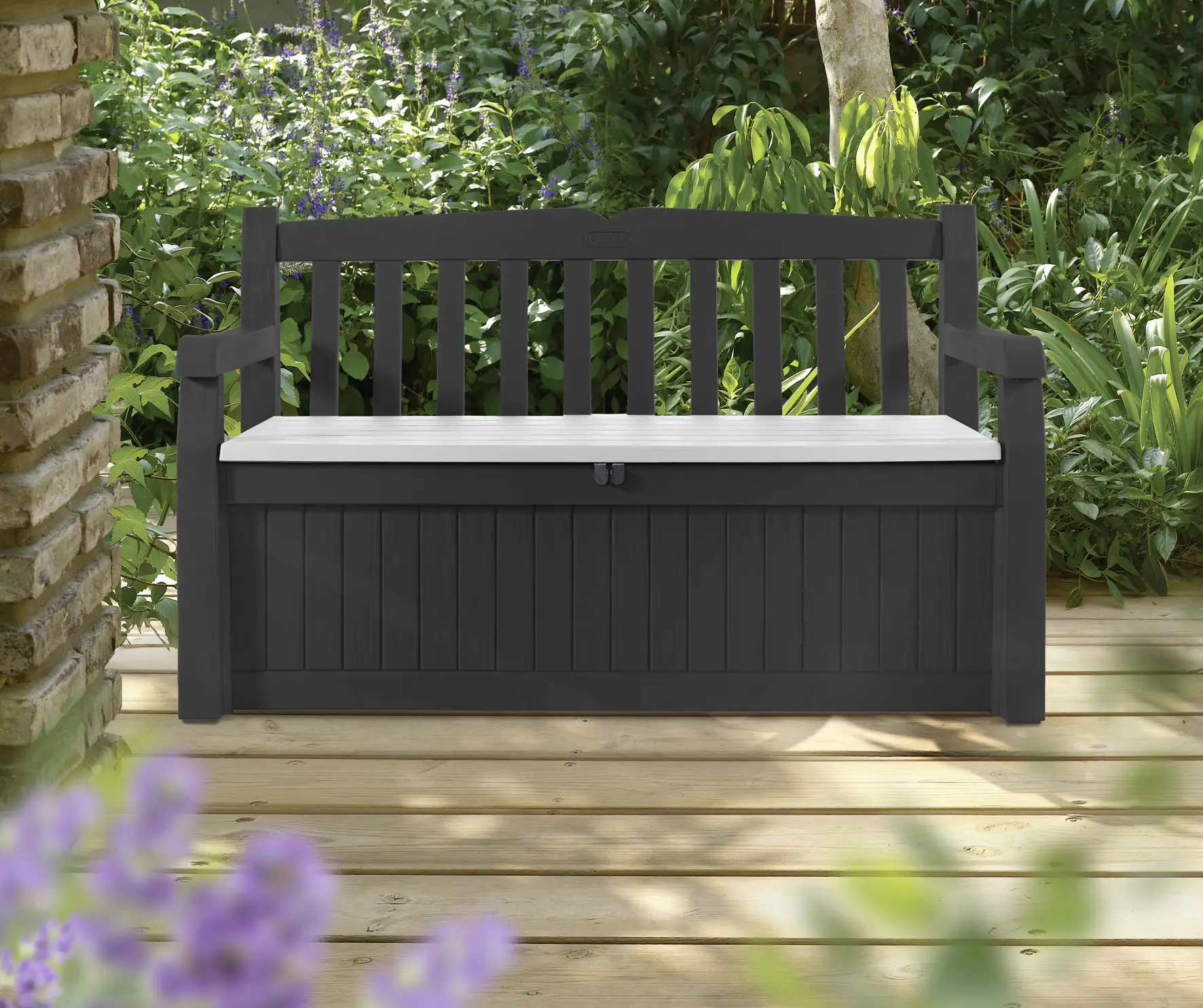 Tepro Gartenbank mit Auflagenbox anthrazit Stauraum 265 L