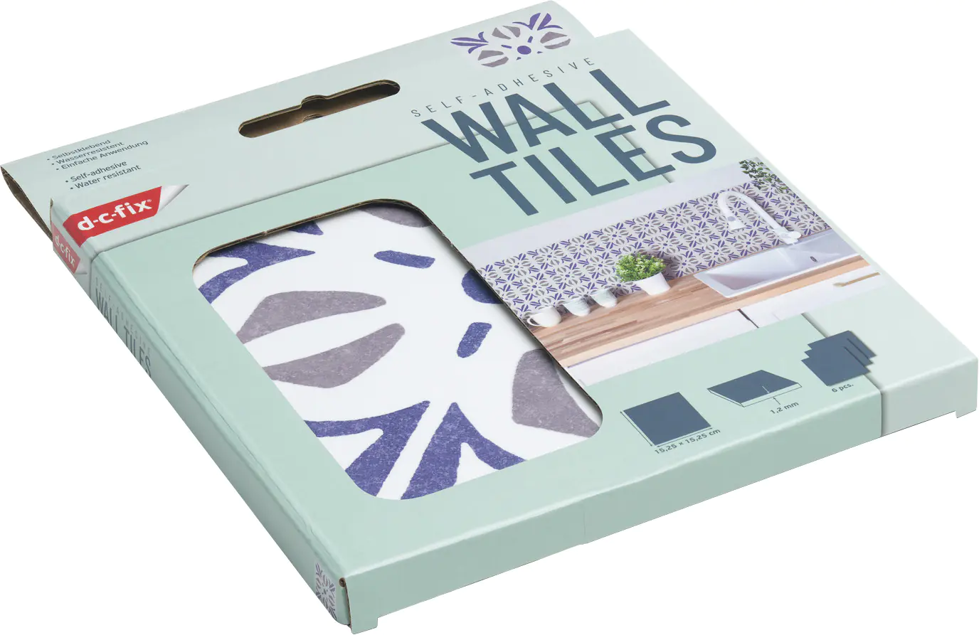 D-c-fix Wandfliesen selbstklebend Cubia blue 6er Set 15 x 15 cm