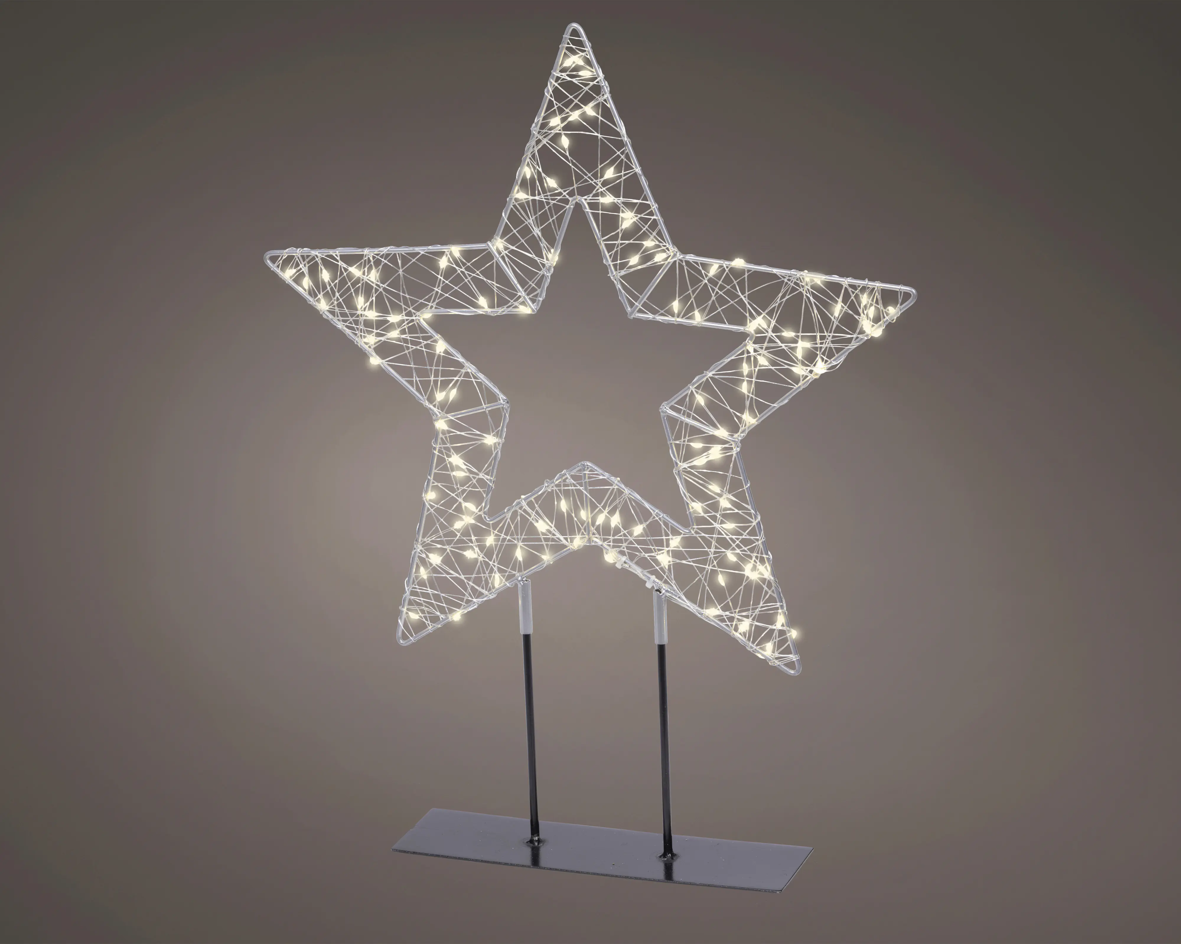 Lumineo LED Tischlampe batteriebetrieben mit Timer 47 x 38 cm warmweiß silber