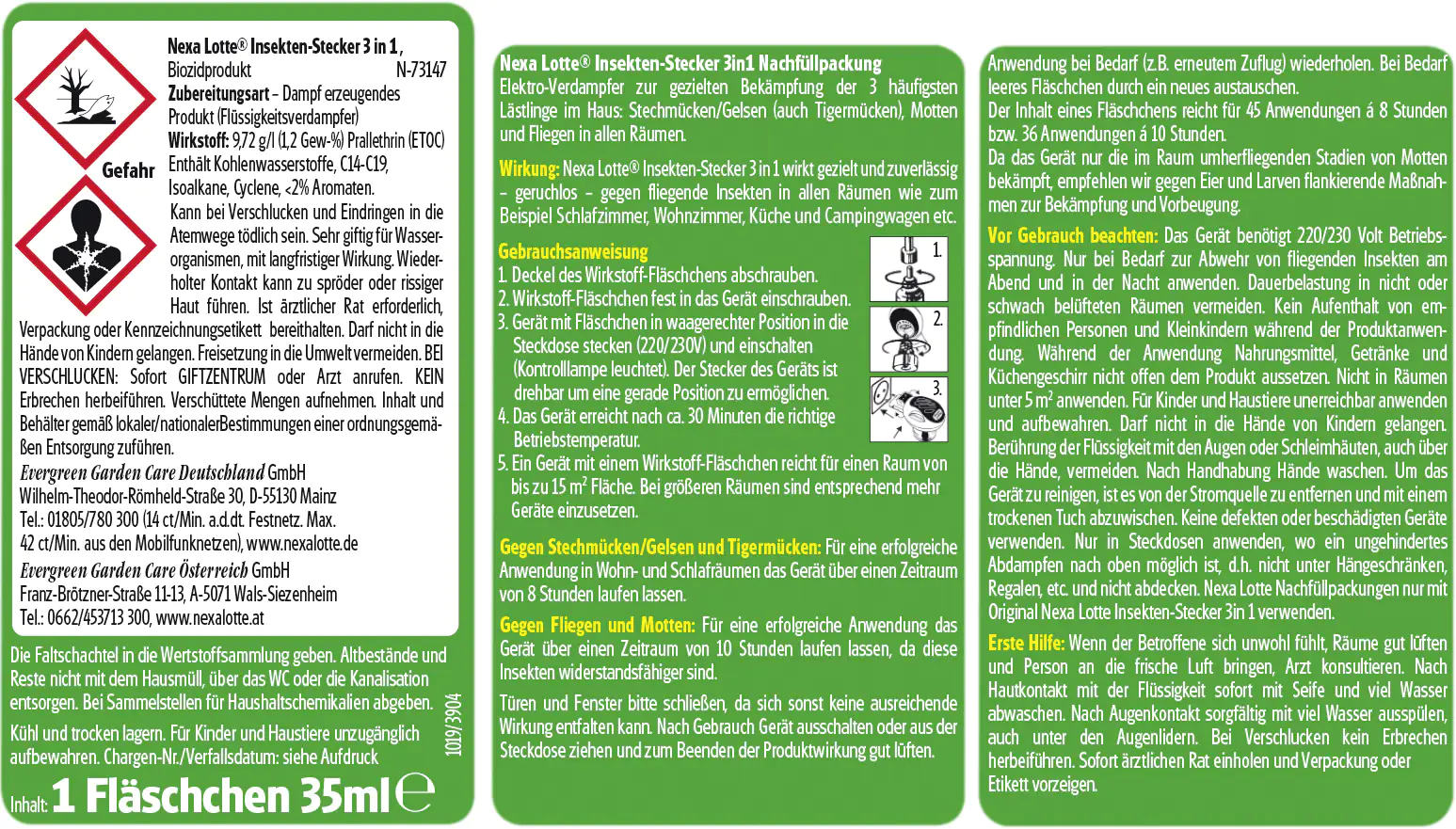 Nexa Lotte Insekten Stecker 3in1 Nachfüllpackung Insektenschutz 35 ml