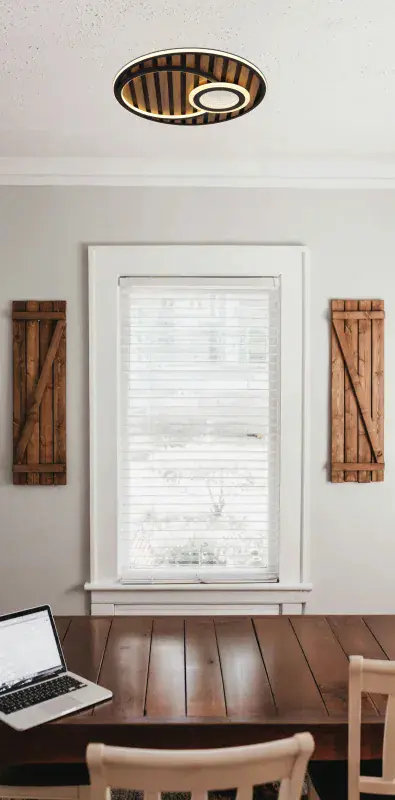 Globo Deckenleuchte Woody 50 x 8 cm Ø x H schwarz warmweiß