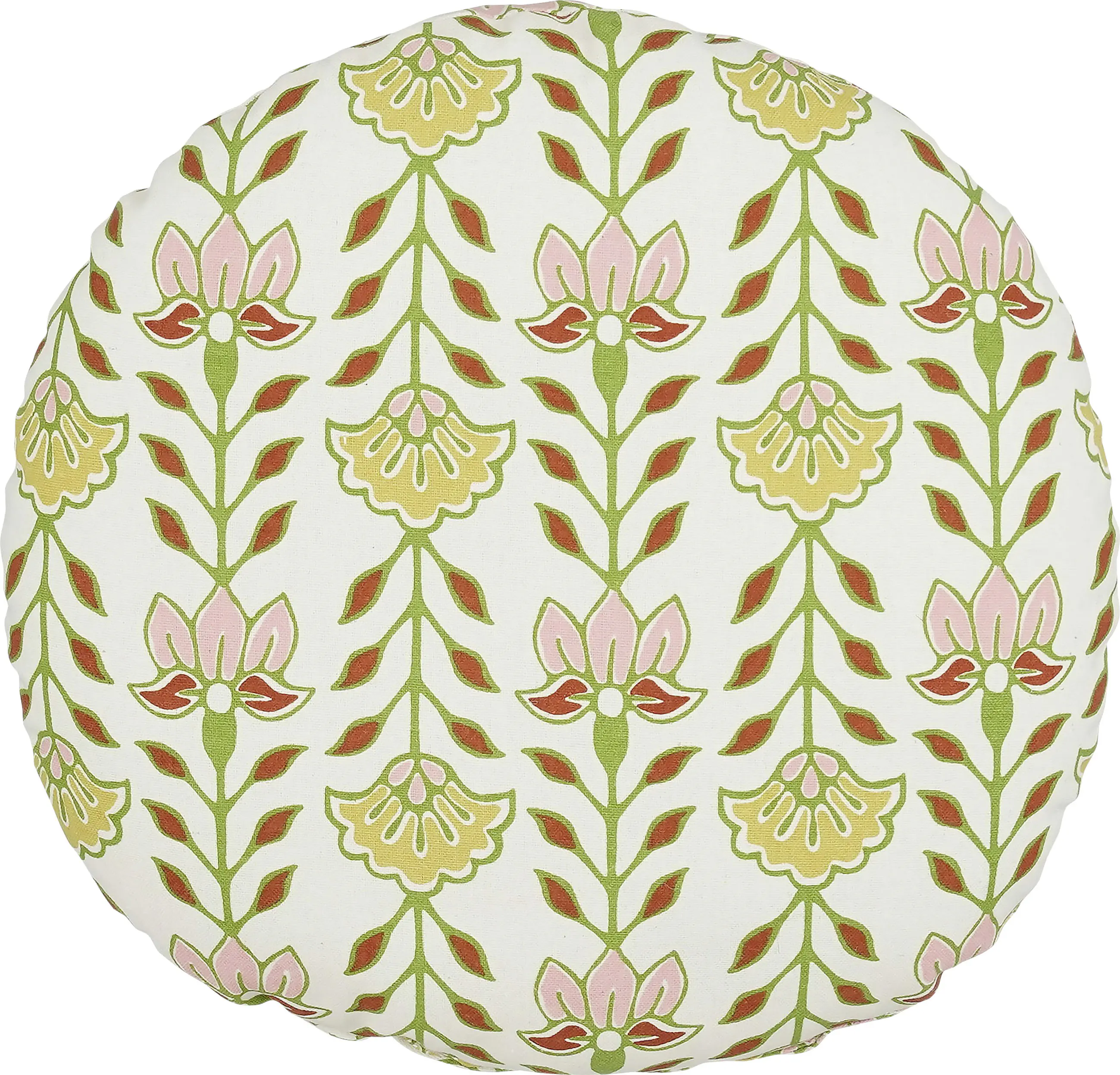 Mica Decorations Kissen Corina mit Blumenmotiv Ø 35 cm offwhite/grün