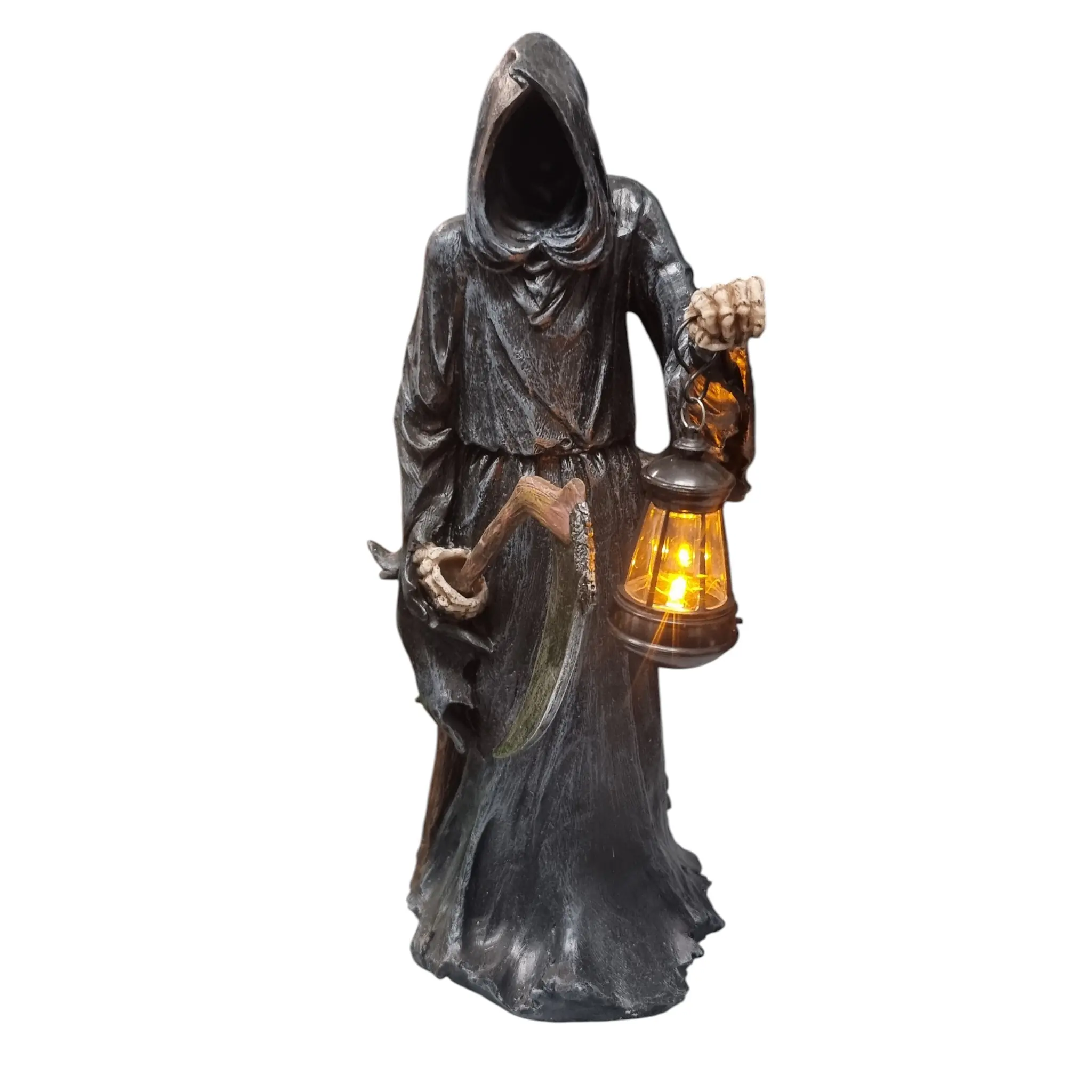 Dekofigur Sensenmann mit Lampe & Sense 40 x 21 cm schwarz