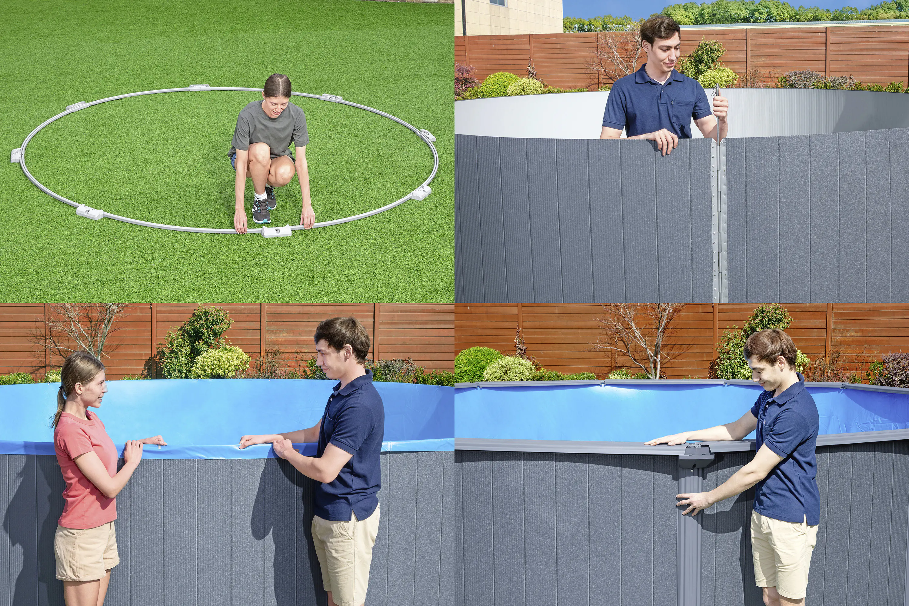 Bestway Stahlwandpool Set Hydrium Ø 488 x 132 cm grau