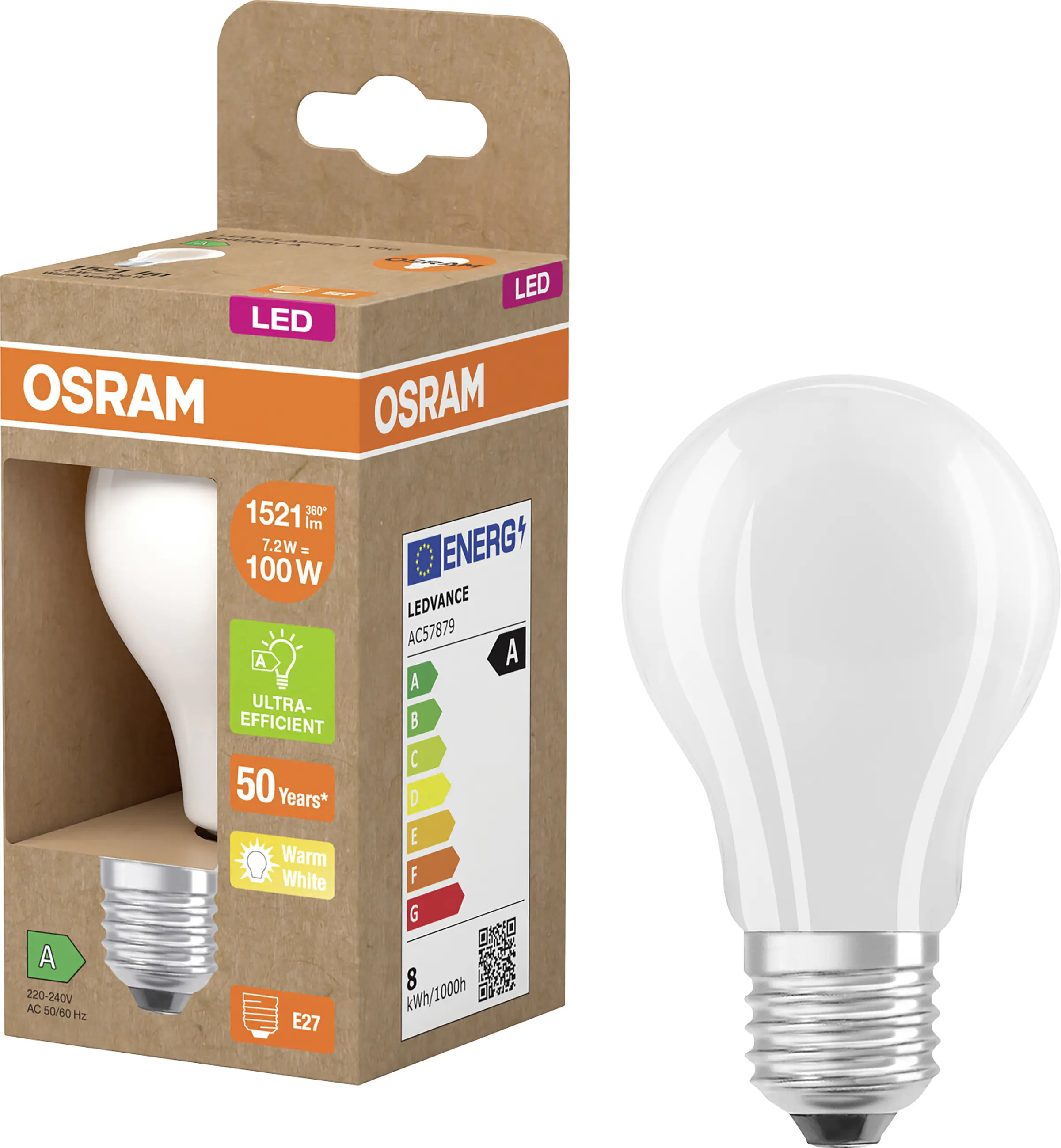 Osram LED Leuchtmittel Classic E27 7,2W matt warmweiß