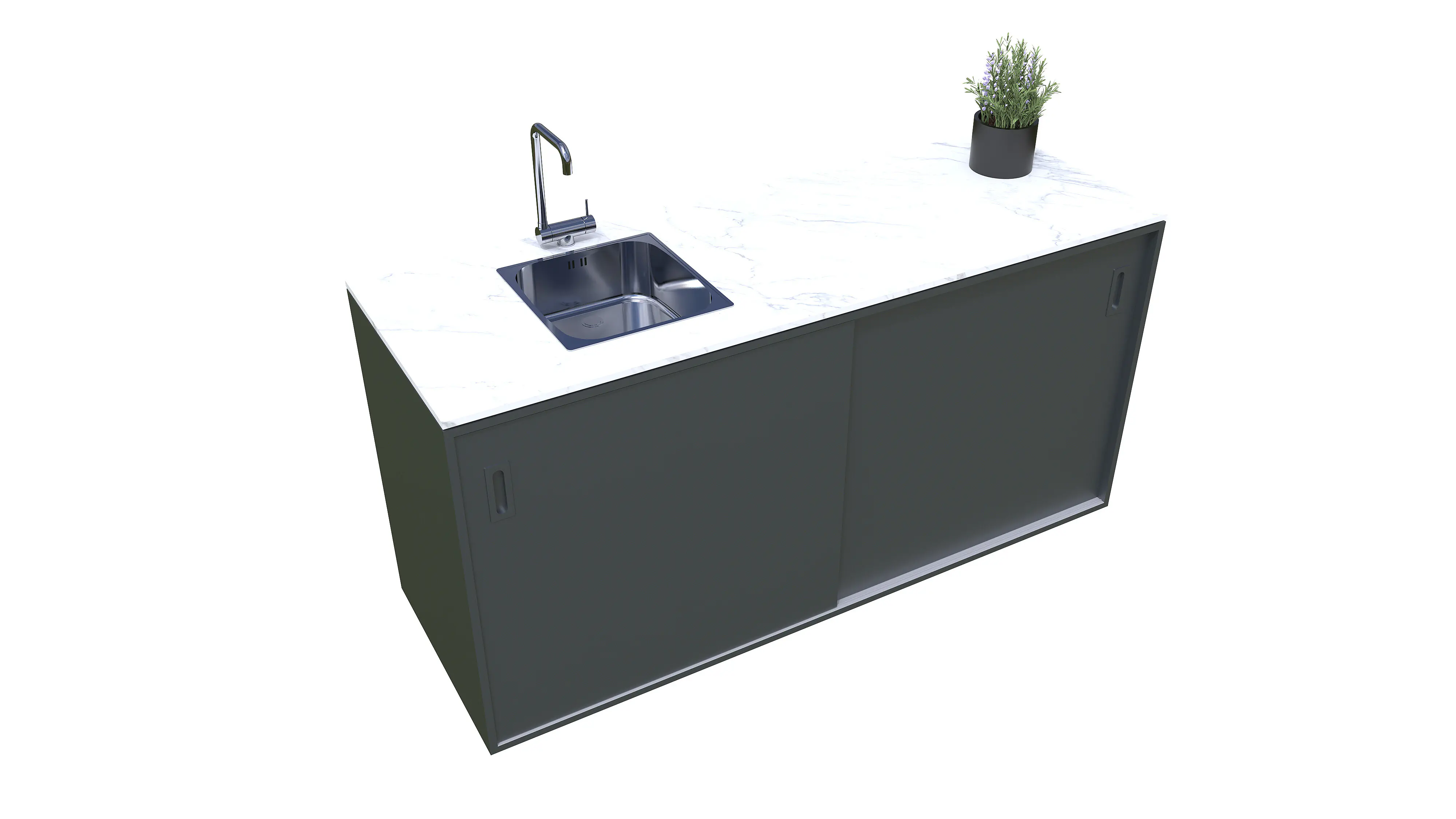 Bellano Living Element für Outdoorküchen inkl. Spüle links und 2 Türen anthrazit