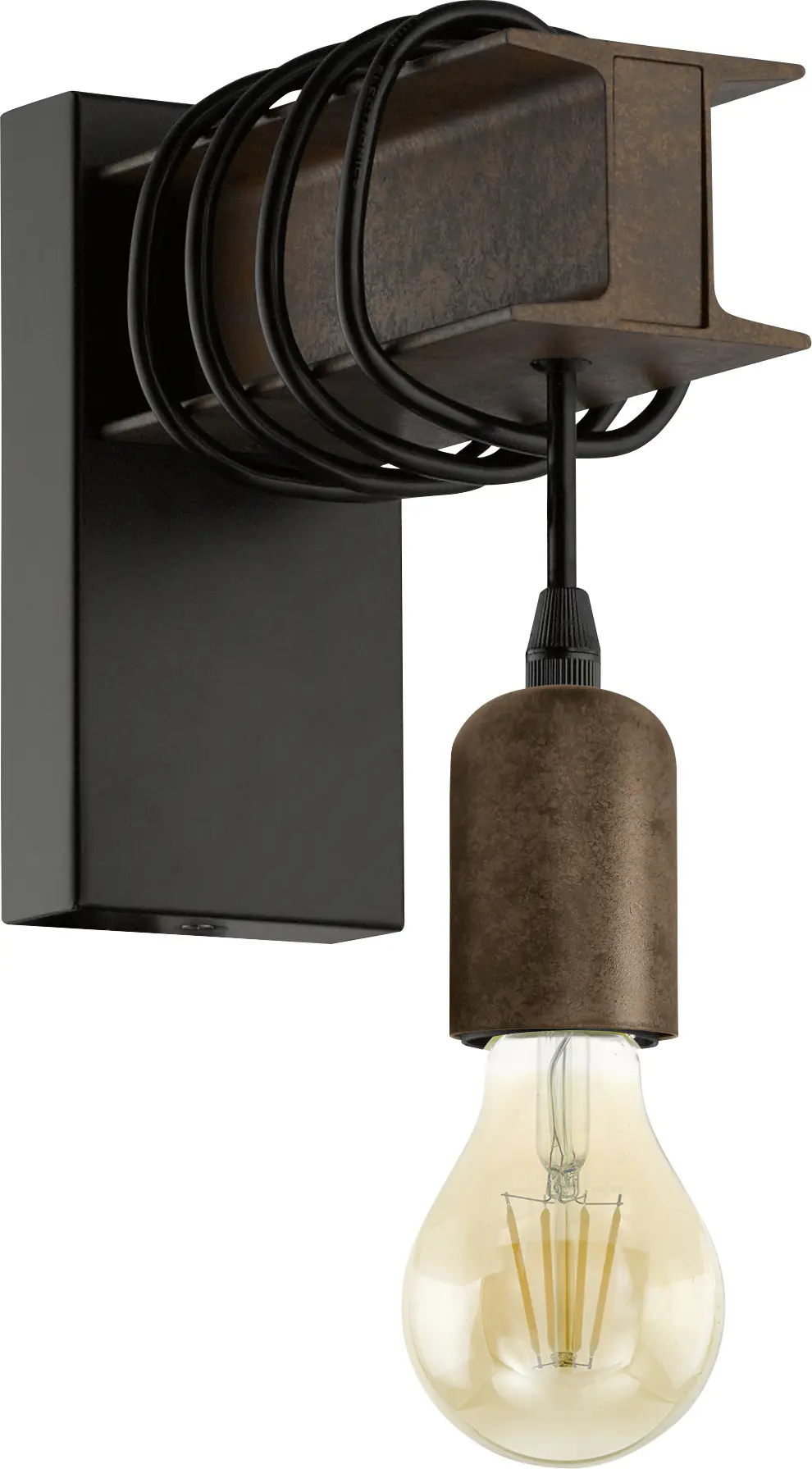 Eglo Wandleuchte Townshend 4 schwarz-braun 19 x 8 cm E27