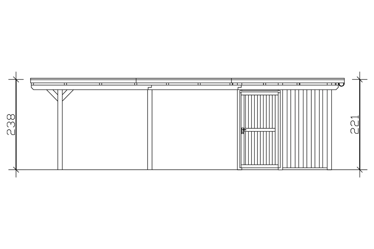 SKAN HOLZ Carport Emsland 354 x 846 cm mit EPDM-Dach mit Abstellraum