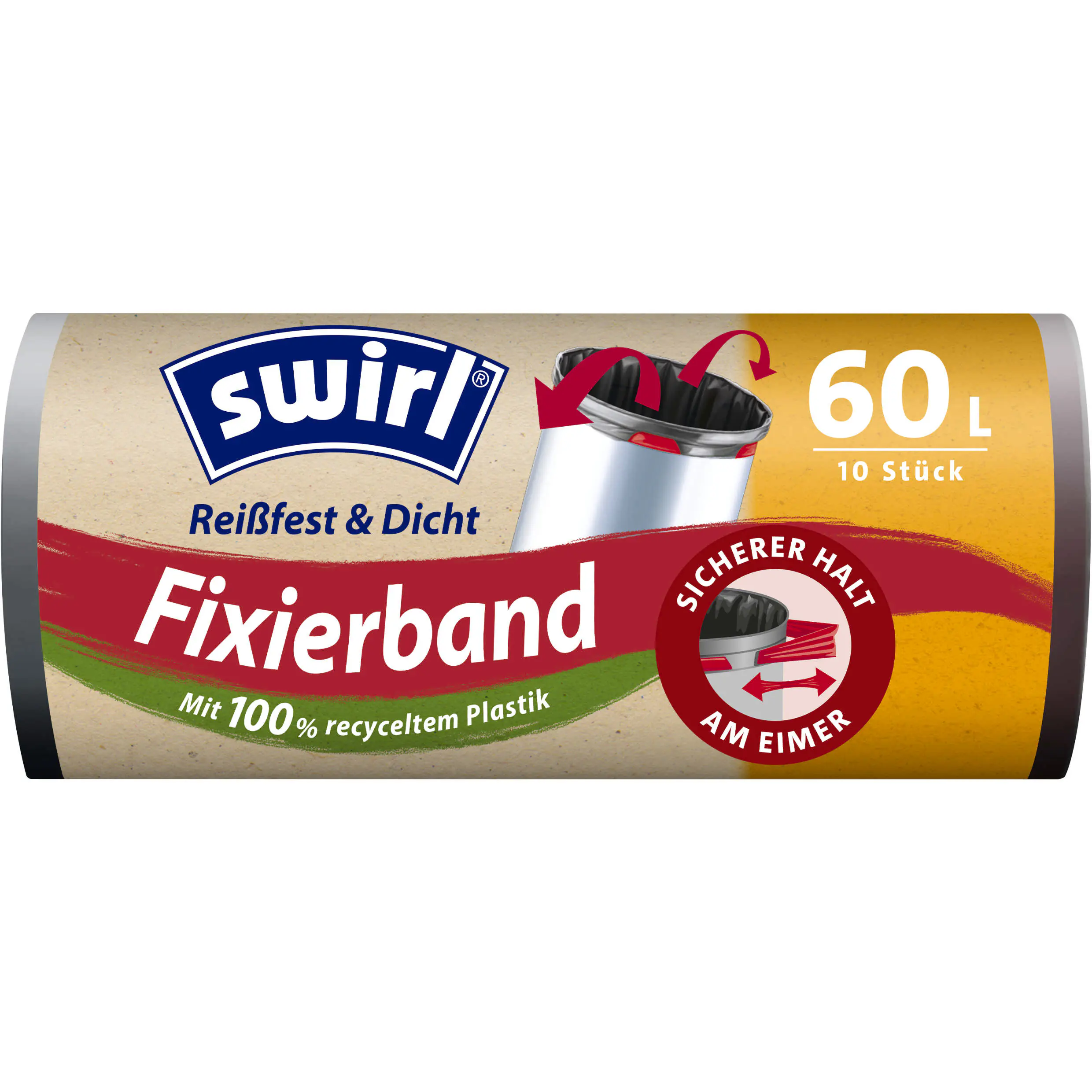 Swirl® Fixierband-Müllbeutel 60 L Reißfest & Dicht