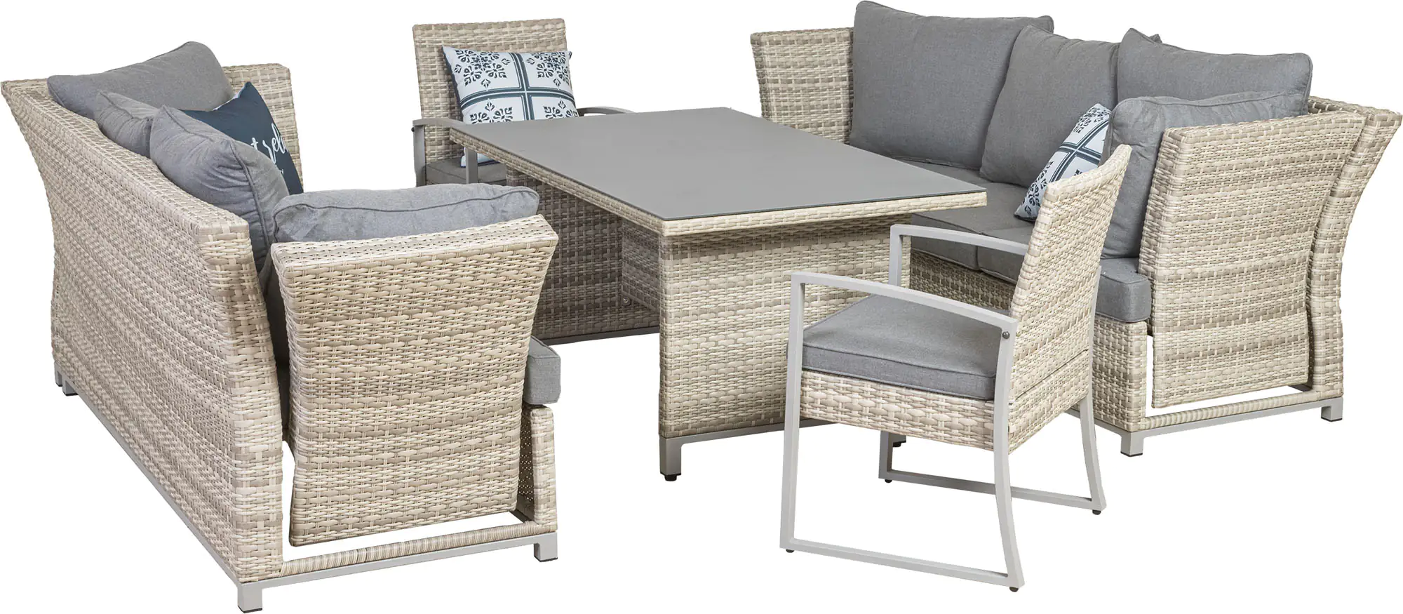 Primaster Dining Lounge Möbelset Tulum inkl. All-Wetter Kissen, 3-in-1