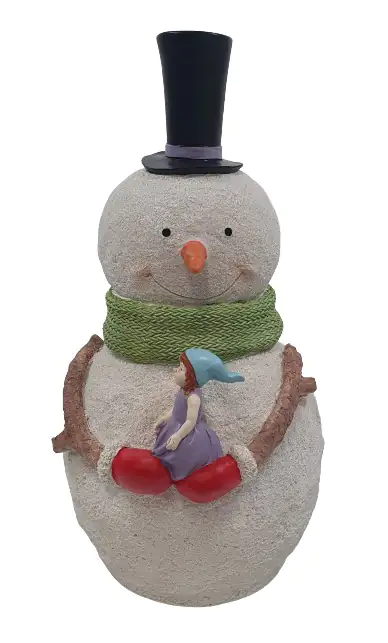 Dekofigur Schneemann mit grünem Schal 61 x 35,5 x 33,5 cm