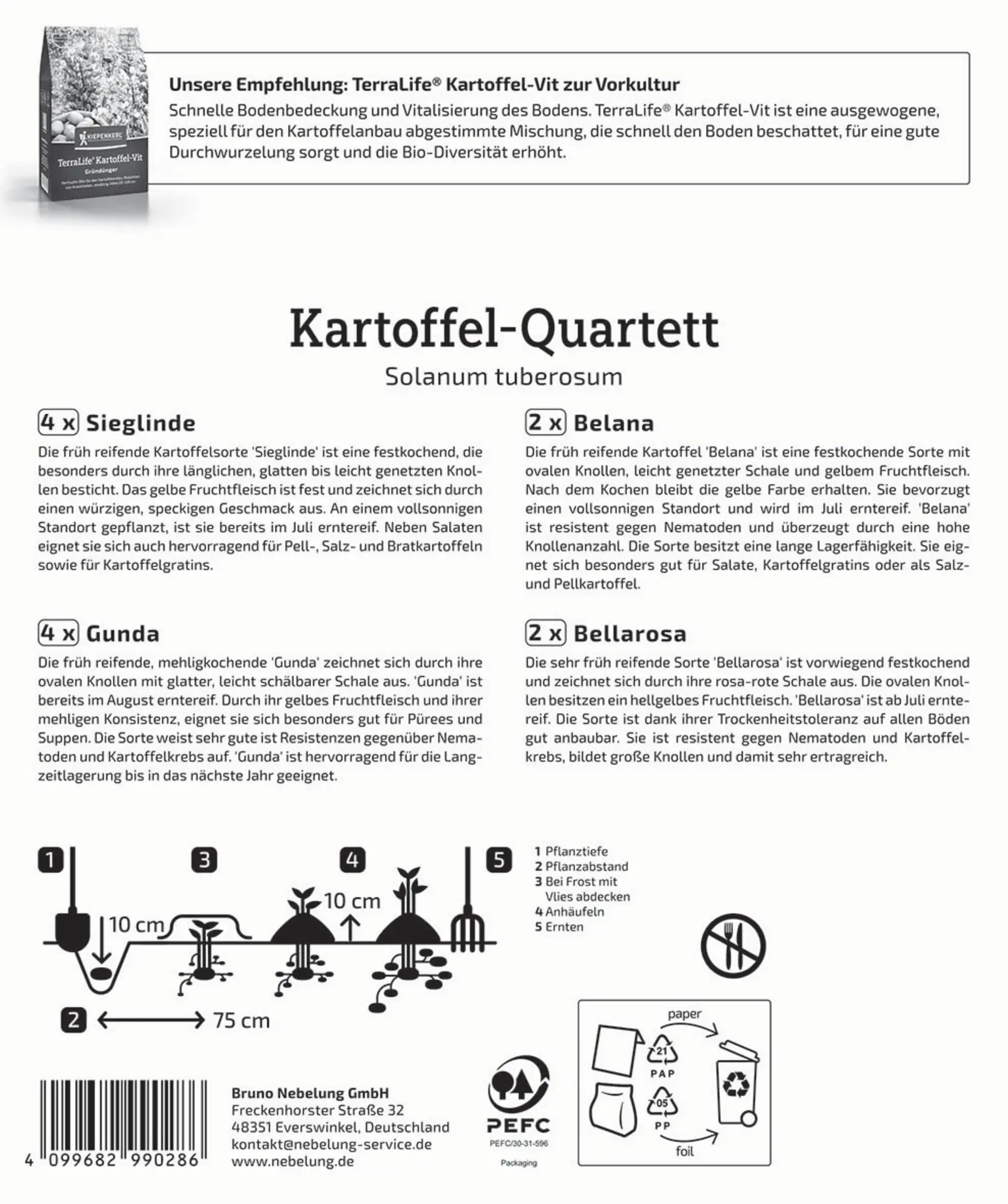 Kiepenkerl Pflanzkartoffel Quartett Mischungstüte Grillkartoffeln 12 Stück