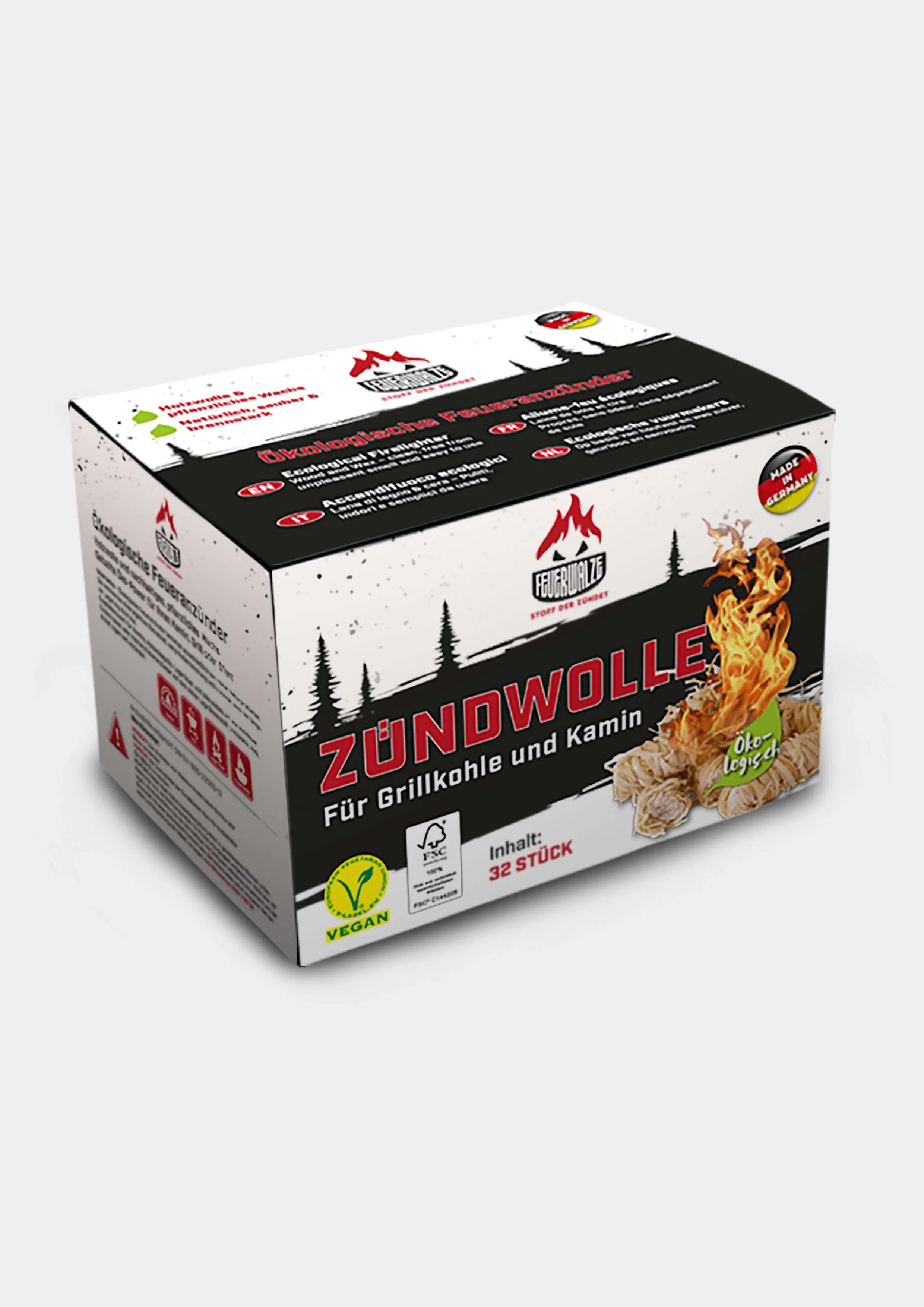 Brennstoffe Lenerz Feuerwalze Zündwolle  32 Faltschachtel