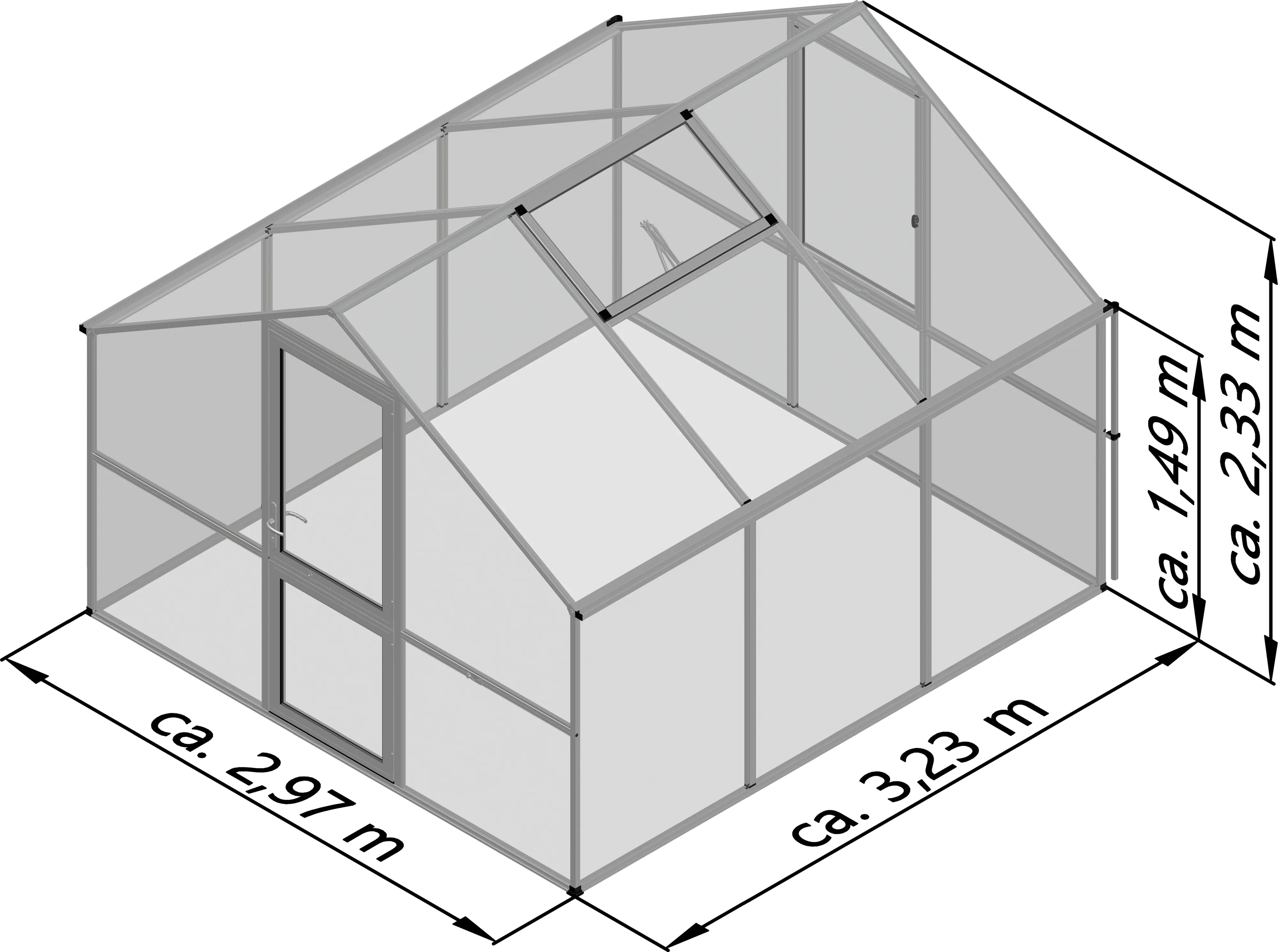 KGT Alu-Gewächshaus Orchidee III 297 x 323 cm