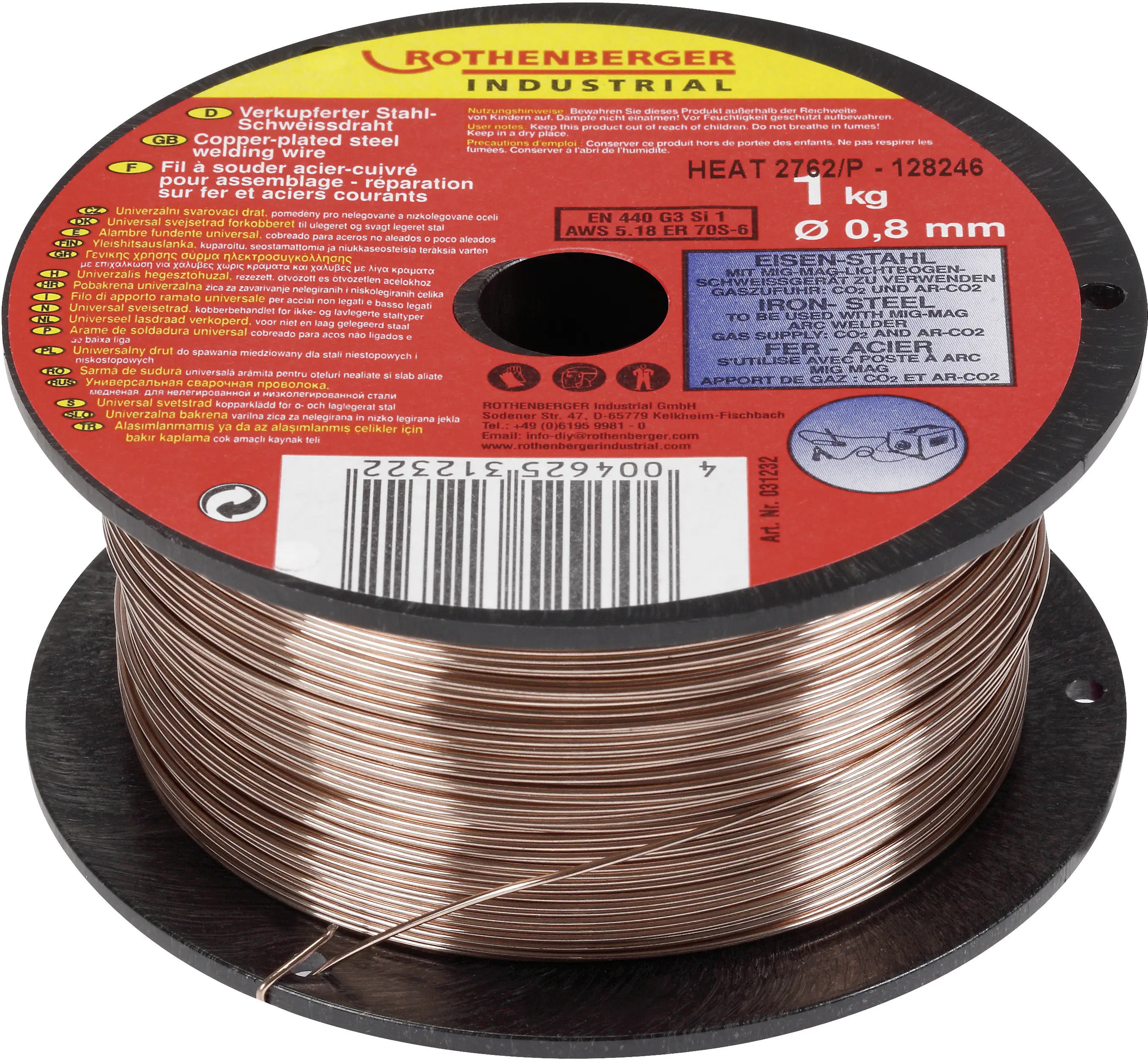 Rothenberger Schutzgas-Schweißdraht verkupfert Ø 0,8 mm, 1 kg