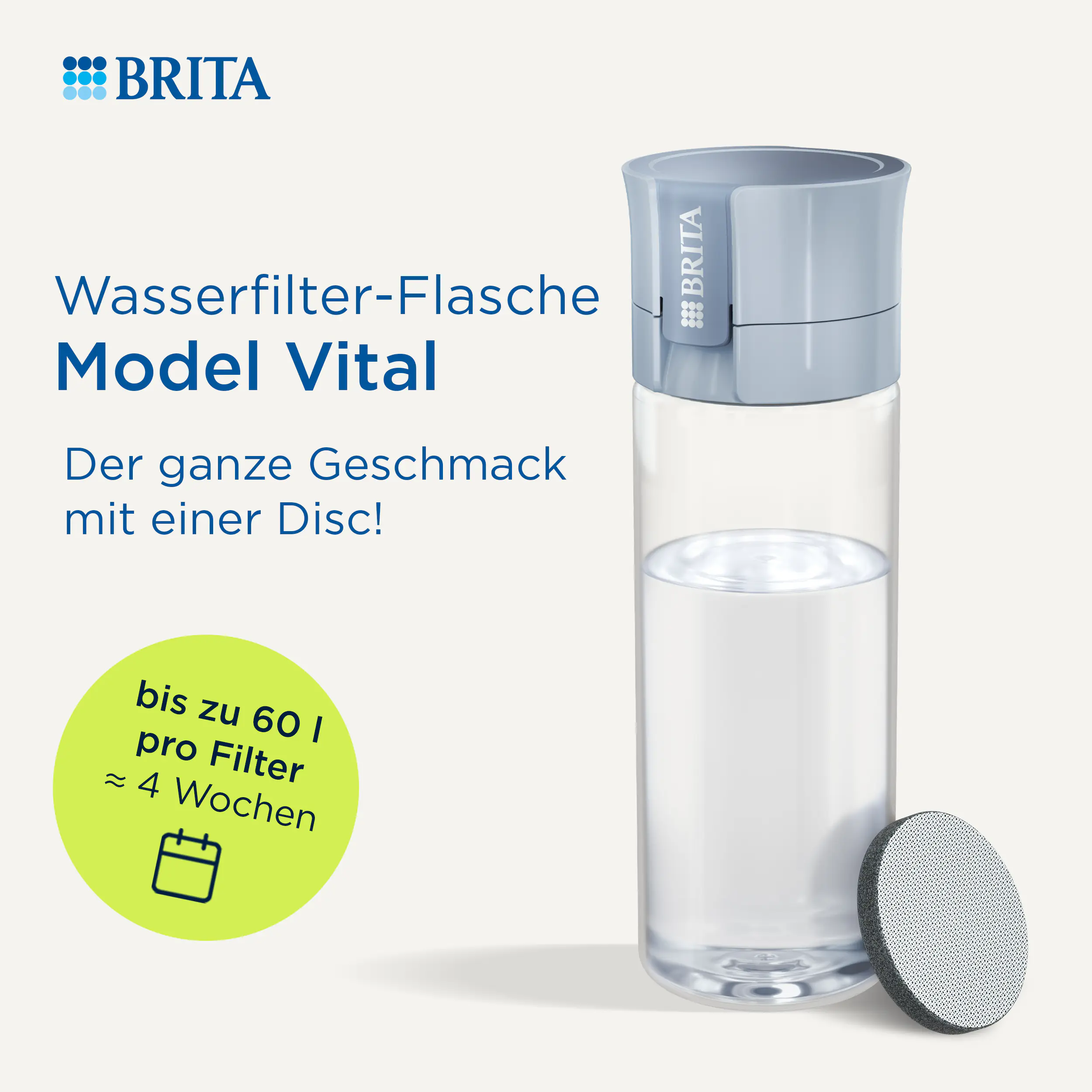 Brita Wasserfilterflasche Model Vital 600 ml hellblau