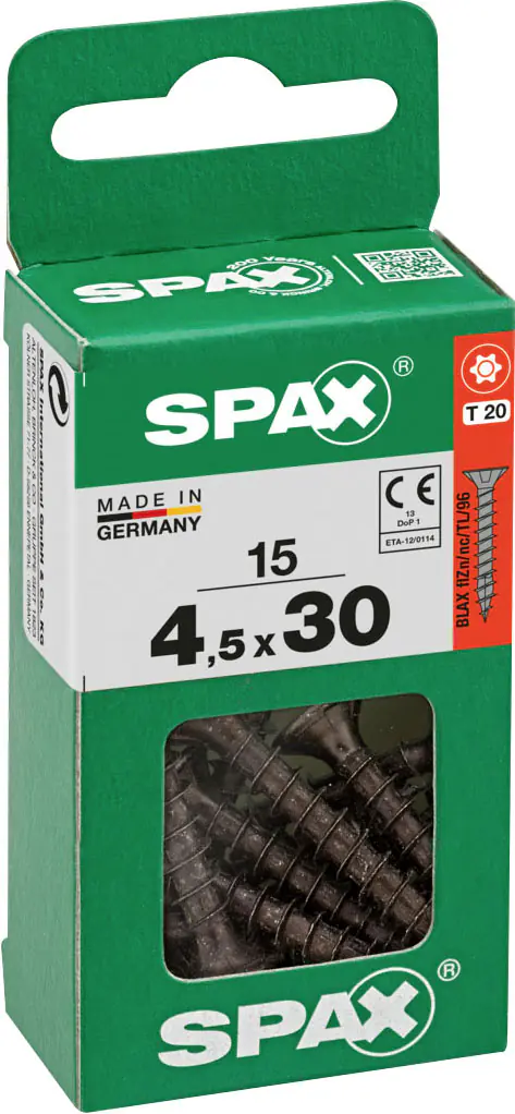 Spax Universalschrauben 4,5 x 30 mm T20 Vollgewinde - 15 Stk. 