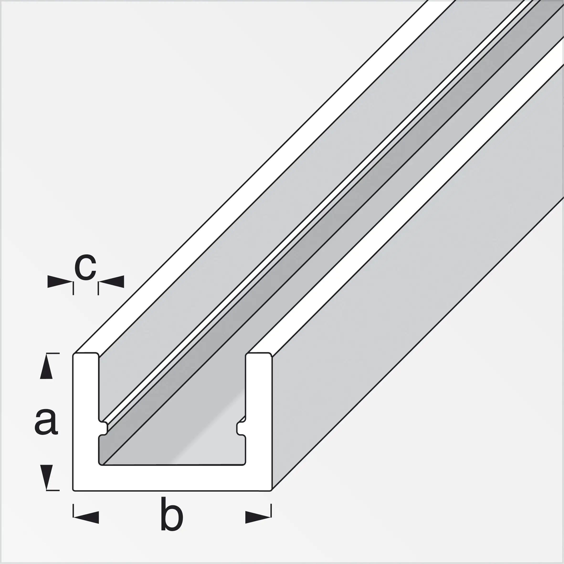 alfer U-Profil 1 m, 10 x 19.5 x 1.5 mm Aluminium eloxiert silber