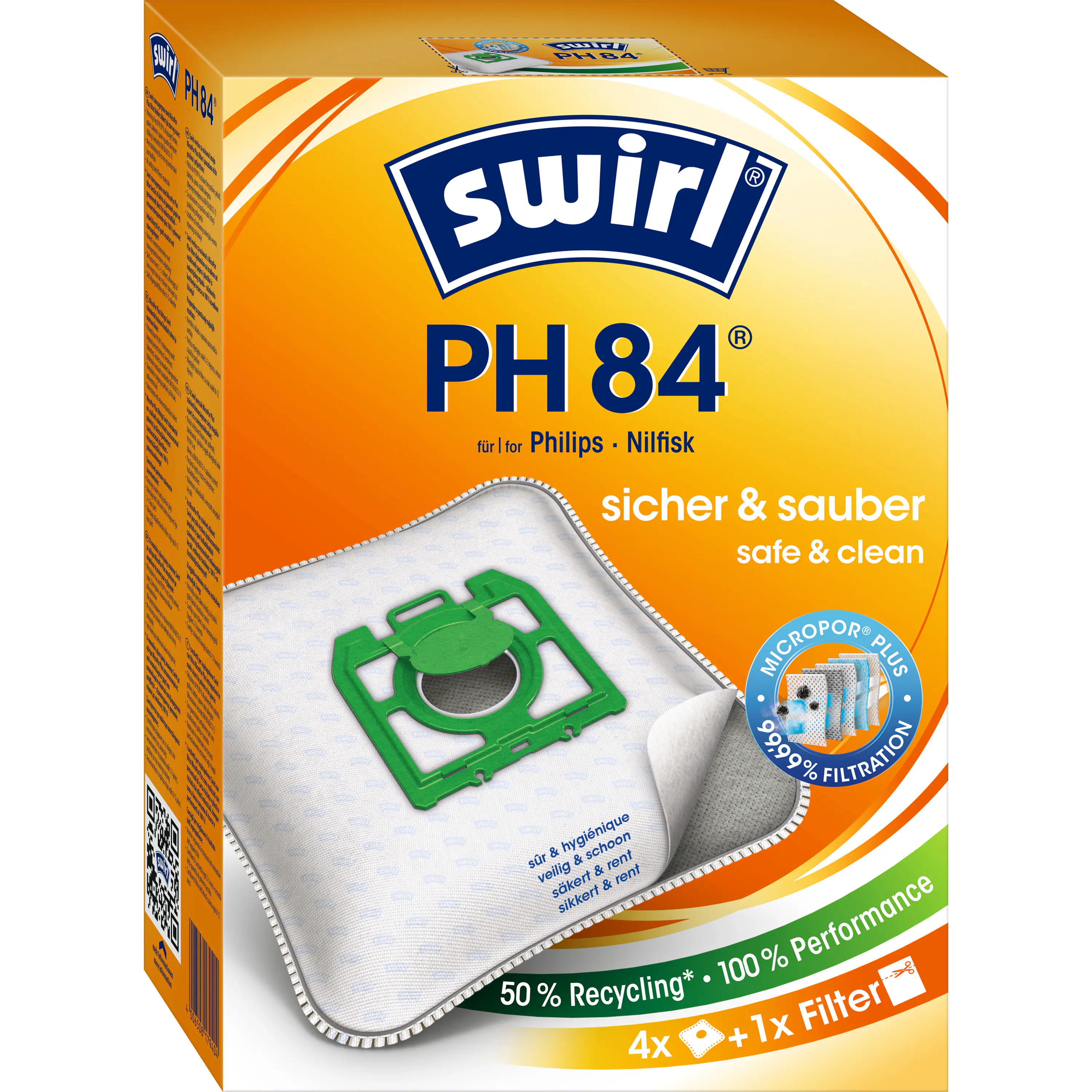 Swirl PH 84 EcoPor Staubsaugerbeutel 4 Staubbeutel + 1 Filter