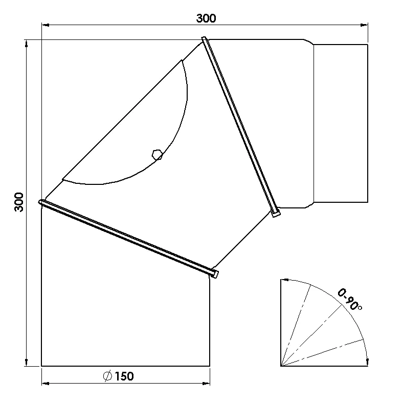 FireFix Ofenrohrbogen 90°, Ø 150 mm, schwarz