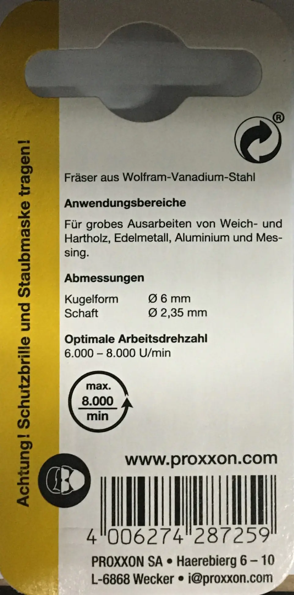 Proxxon Micromot Kugelfräser 6,0 mm 2 Stück Proxxon Micromot Kugelfräser 6,0 mm 2 Stück