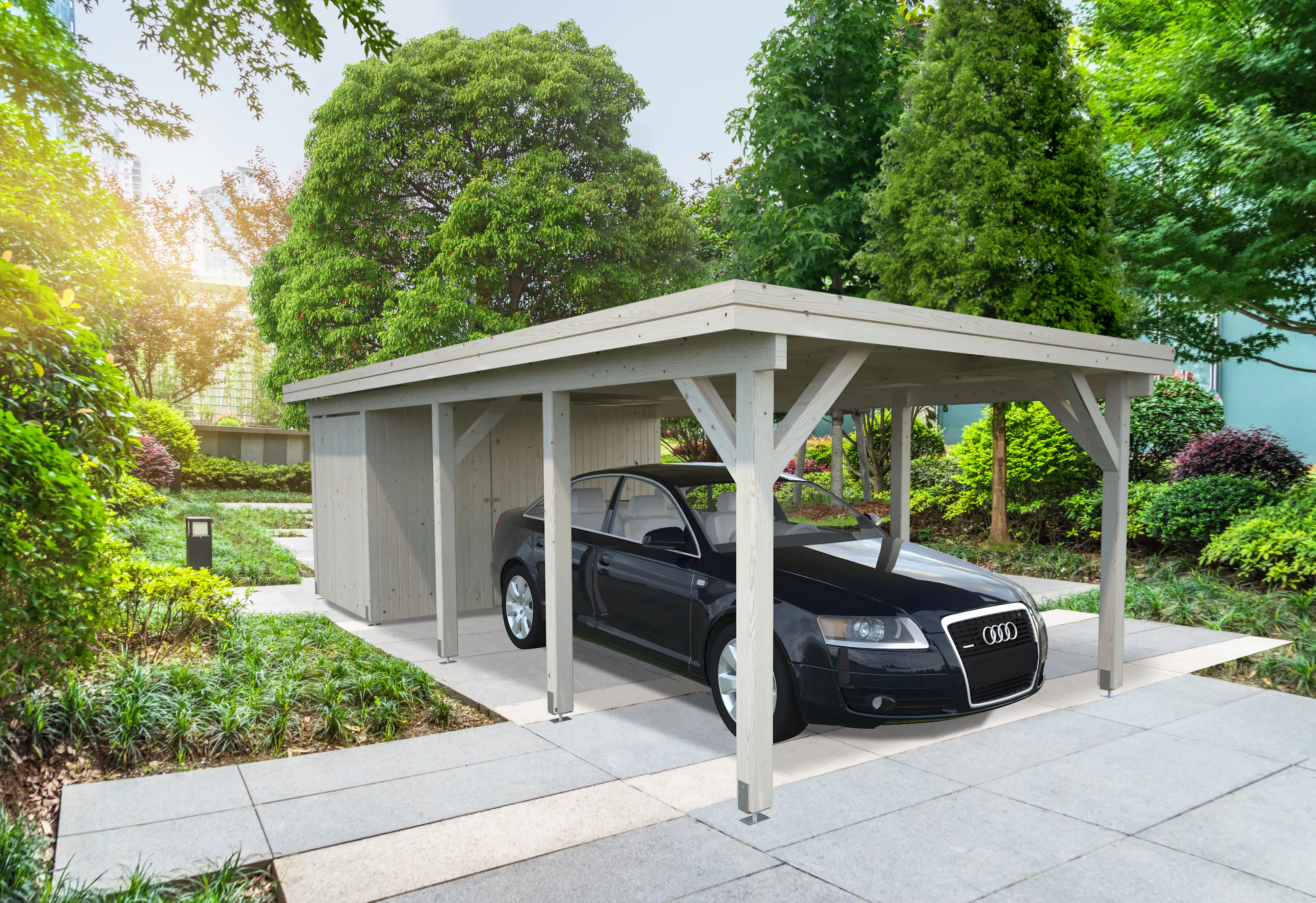 Palmako Gerätehaus für Carport Karl 315 x 196 cm naturbelassen