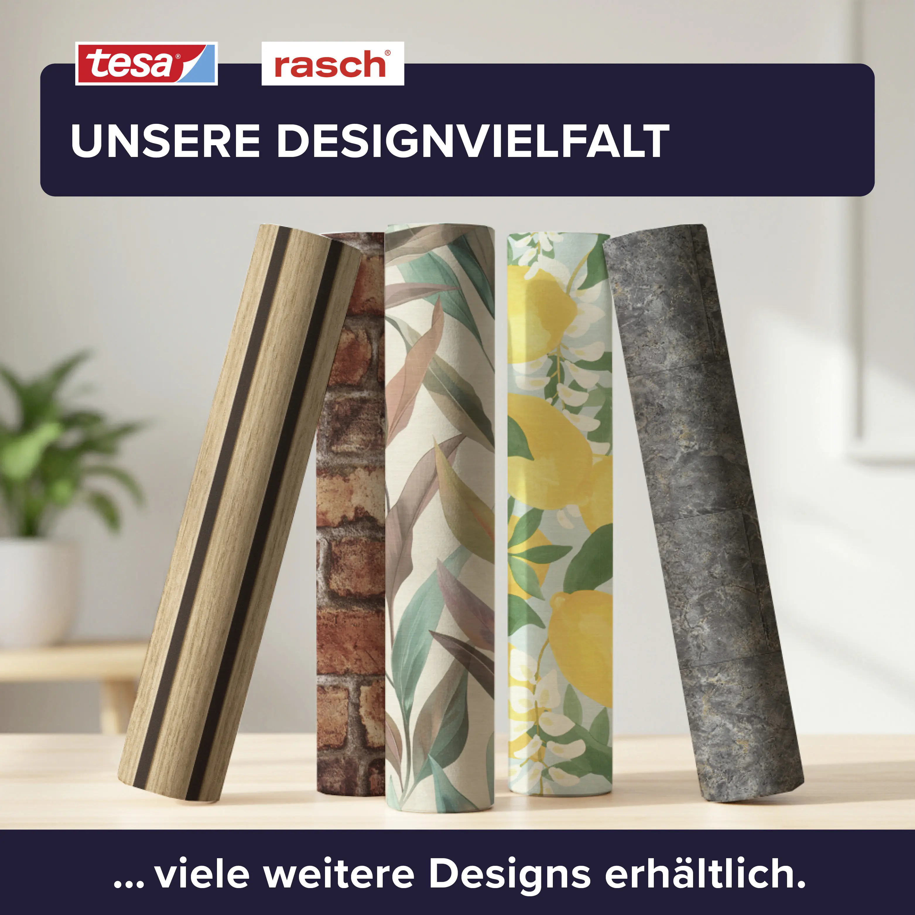 Tesa x Rasch selbstklebende Vliestapete Fiesta Blätter bunt 6 x 0,53 m