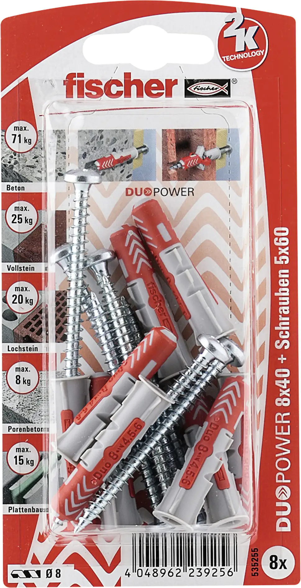 Fischer Dübel-Set Duopower 8.0 x 40 mm - 8 Stück