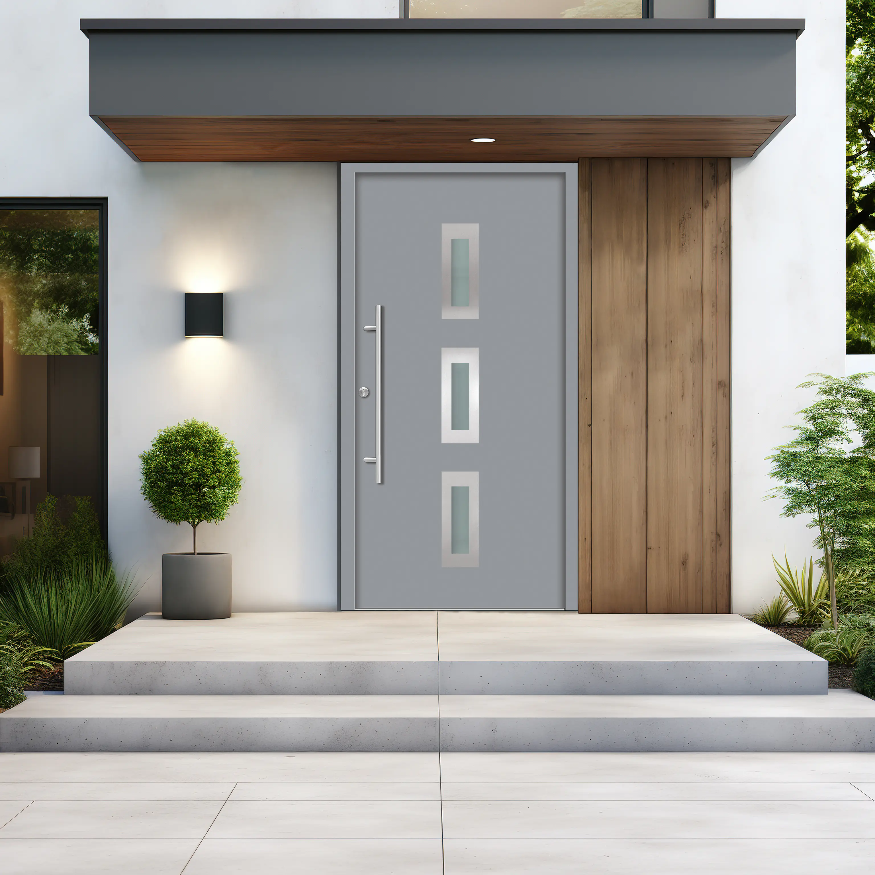 Splendoor Haustür Passivedoor Premium B02 Grau DIN Links 110 x 210 cm